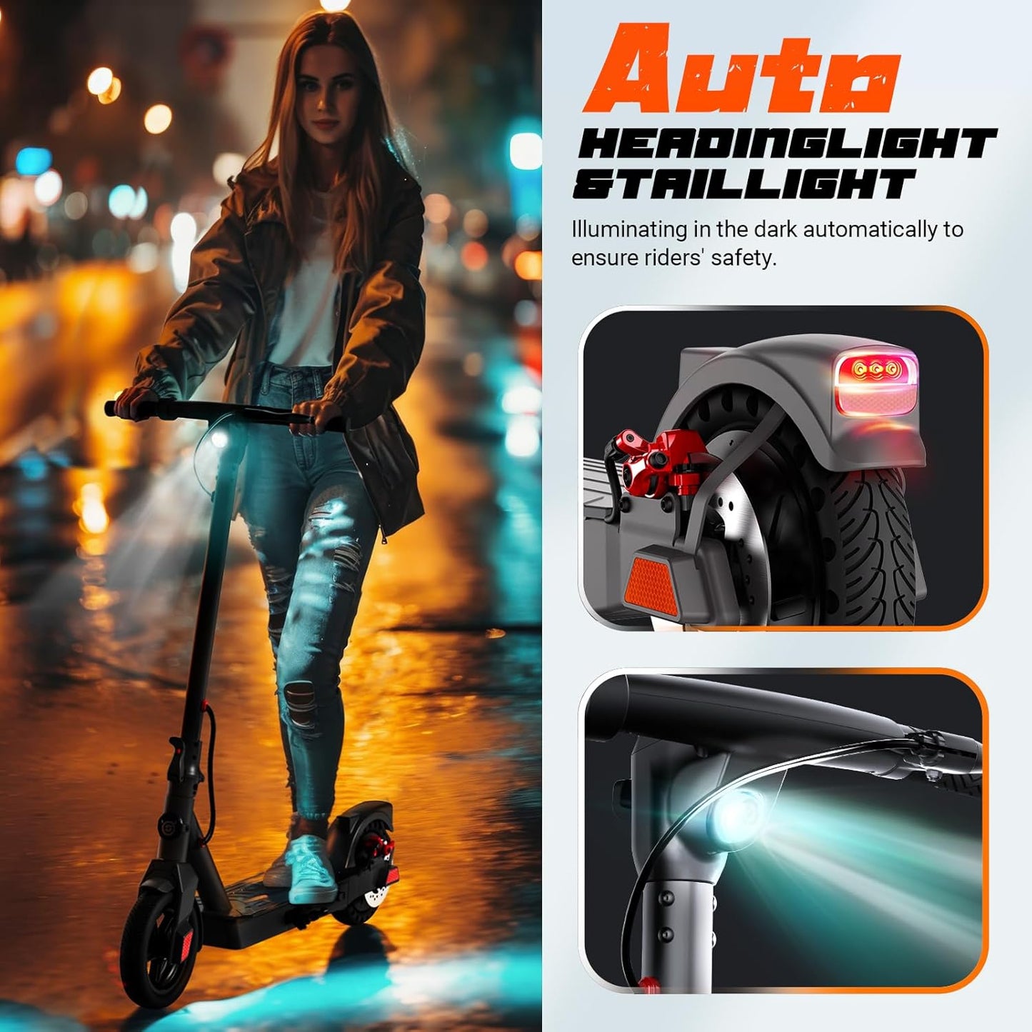 Dluxe Ave. SISIGAD Electric Scooter Adults Peak 500W Motor 8.5" Solid Tires 19Mph Speed Long Miles Range Scooter Electric for Adults Foldable E-Scooter for Commuting with Double Braking System APP Control