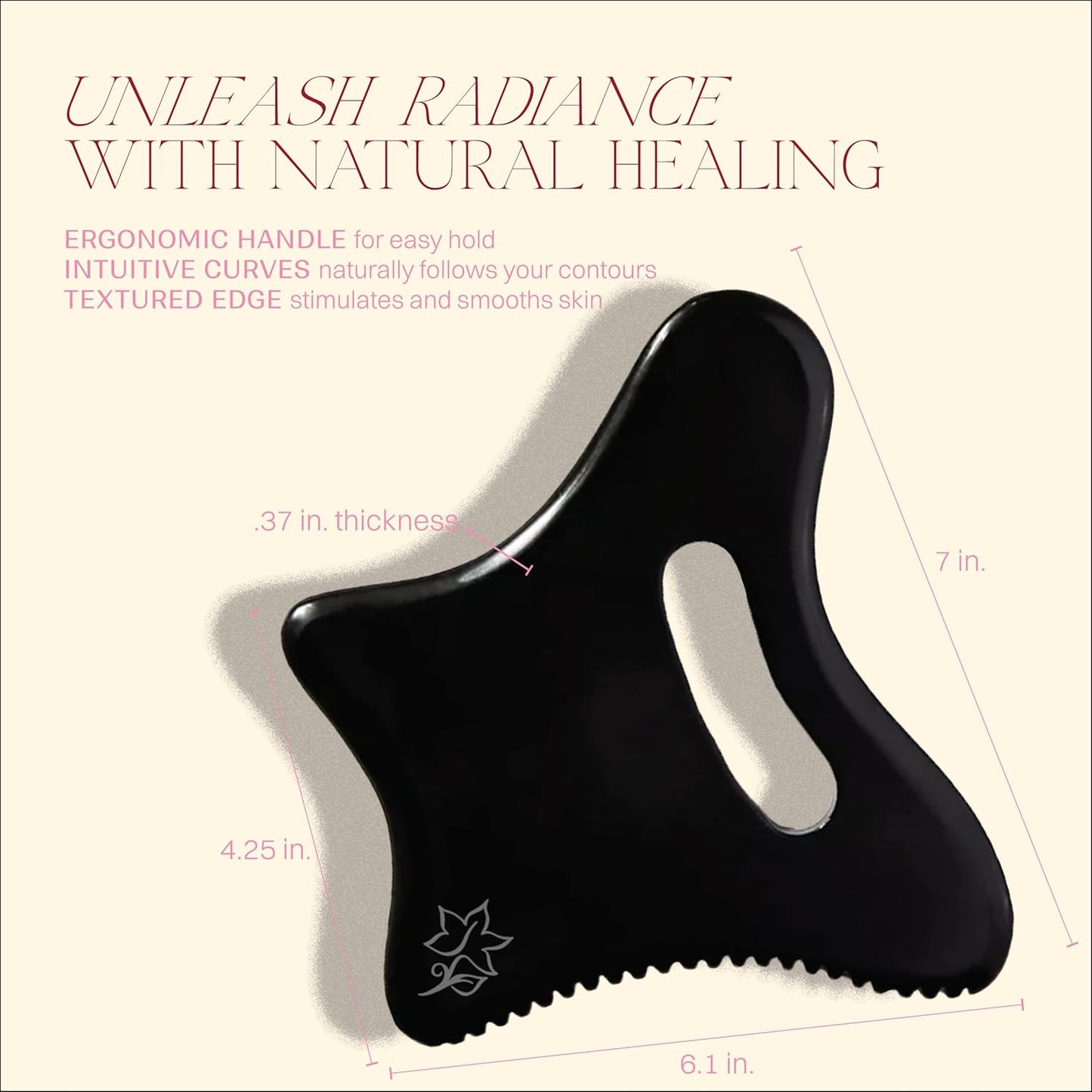 Dluxe Ave. Gua Sha Tool and Facial Massage Tools/ Stone Handle /Lymphatic Drainage & Cellulite (Black Large)