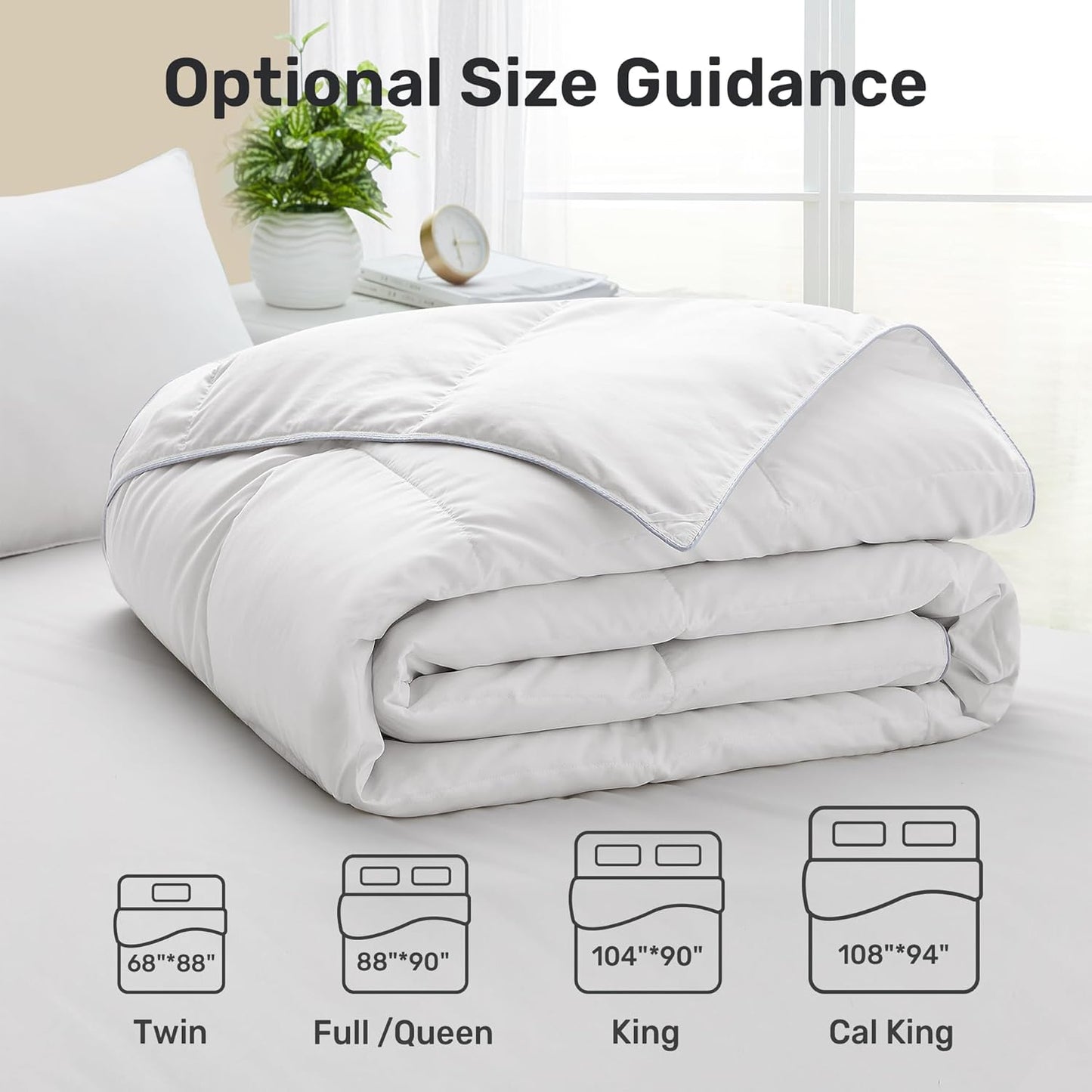 Dluxe Ave. ( FULL/ QUEEN ) Goose Feather Down Comforter/ Lightweight Down Fiber Duvet Insert Cloud/ Fluffiness Fiber/ White