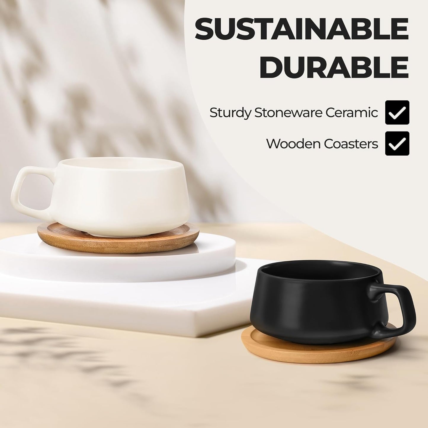 Dluxe Ave. 4 Ceramic Tea Cup and Saucer Bamboo/ Classic Pastel