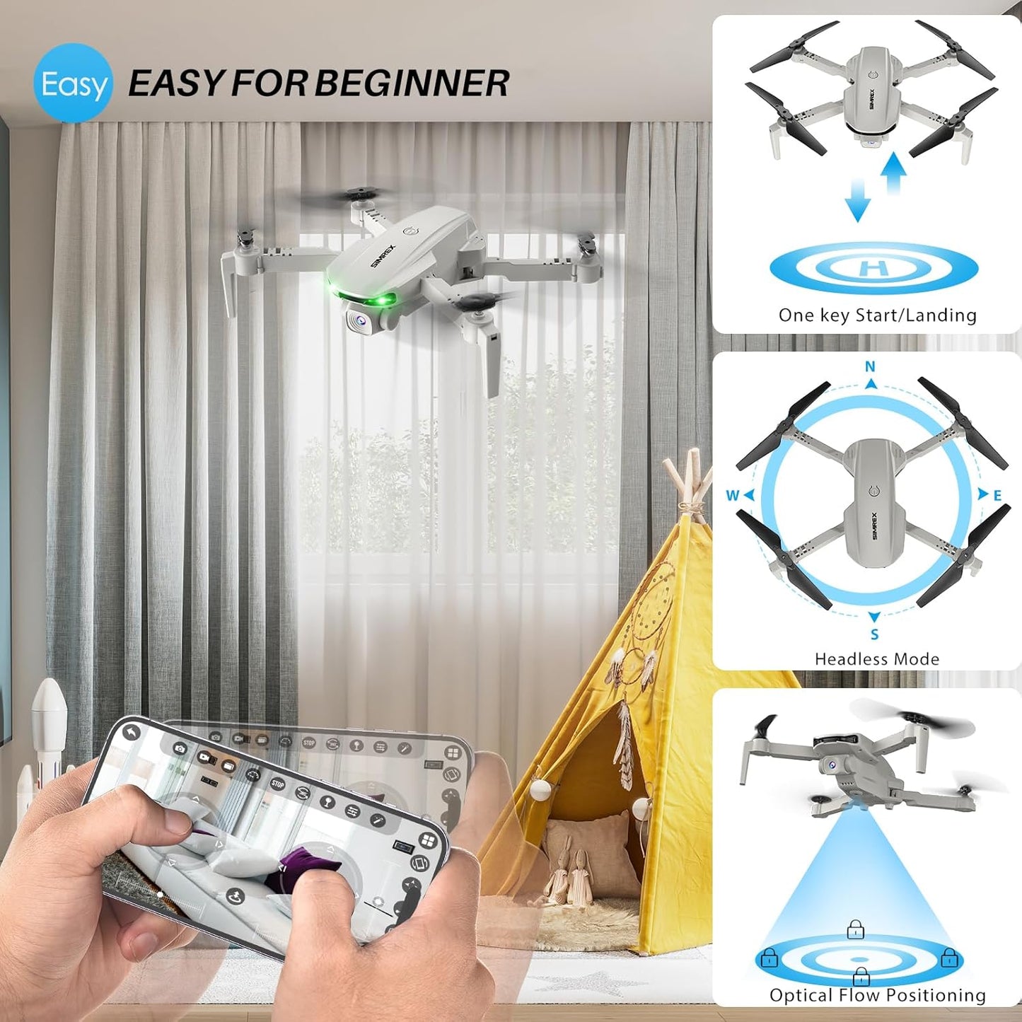 Dluxe Ave. Drone With 1080P FPV Camera for Adults/ Quadcopter Foldable Mini With One Key Start