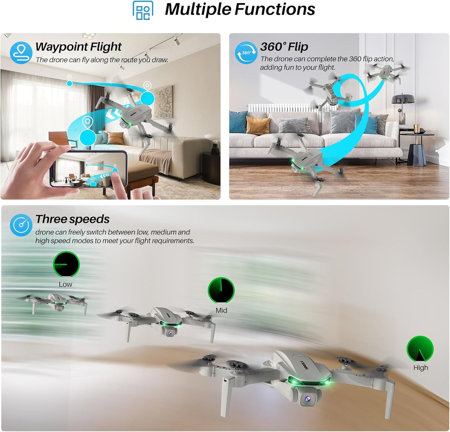 Dluxe Ave. Drone With 1080P FPV Camera for Adults/ Quadcopter Foldable Mini With One Key Start