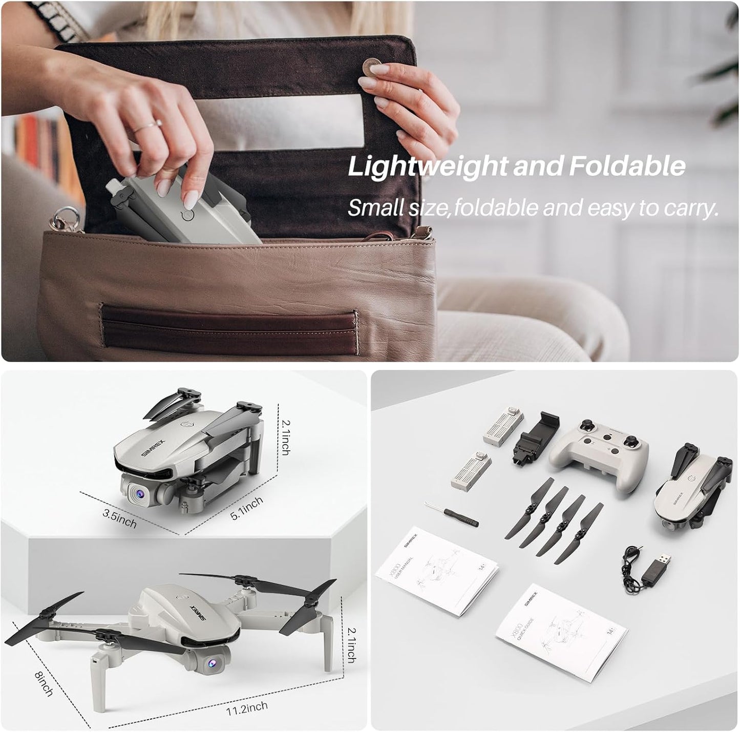 Dluxe Ave. Drone With 1080P FPV Camera for Adults/ Quadcopter Foldable Mini With One Key Start