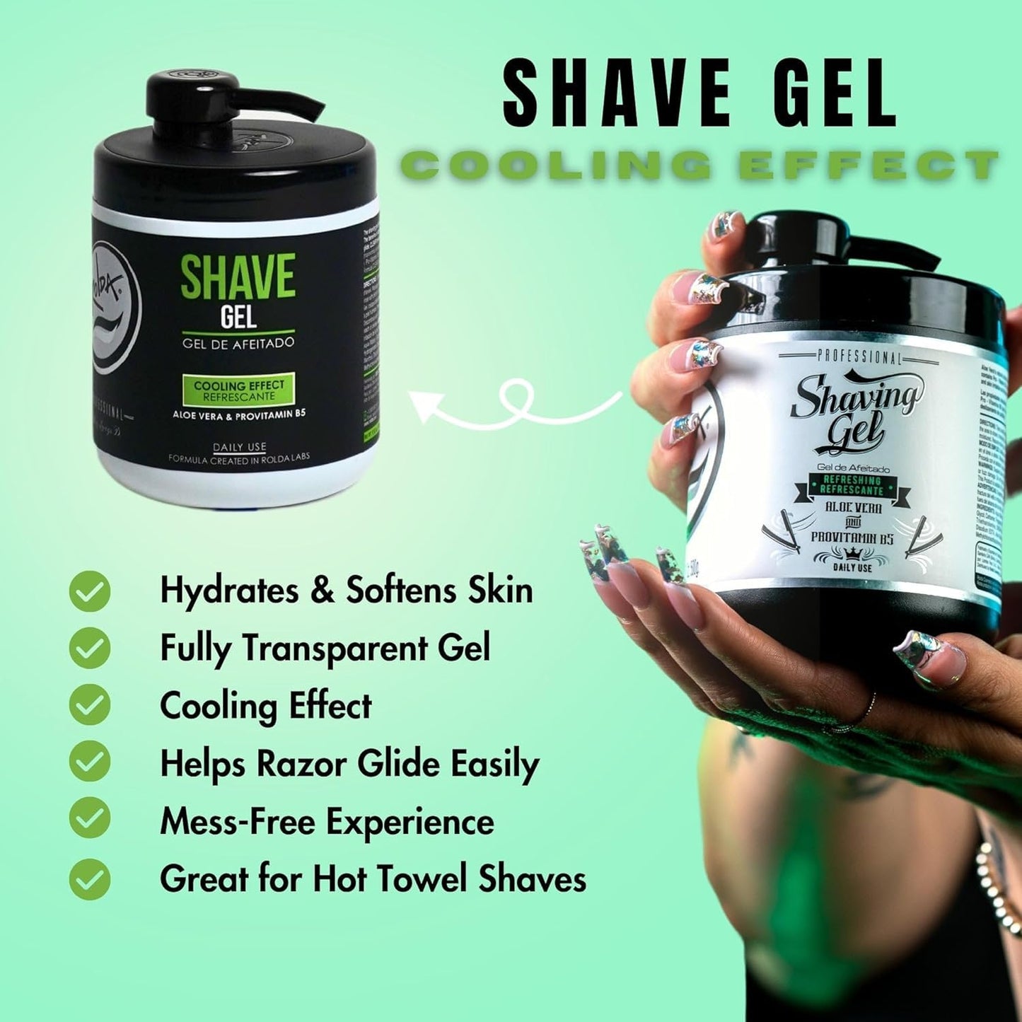Dluxe Ave. Rolda Refreshing Shave Gel For Sensitive Skin Pro-Vitamin B5 (17.63oz | 500g)