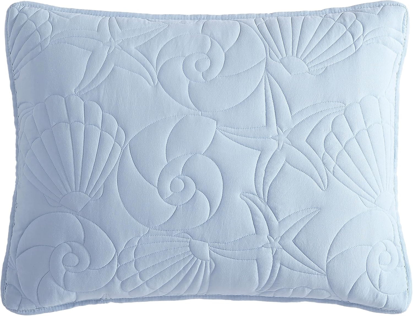 Out of Stock Dluxe Ave. ( TWIN ) 2 Pcs Outlined Shell Quilt Set, Coastal Beach Design, Blue