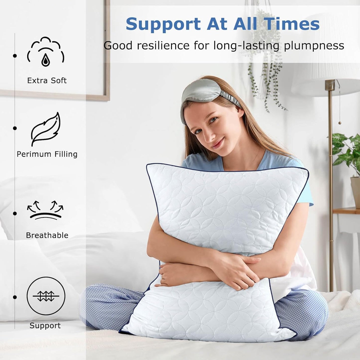 Dluxe Ave. ( QUEEN ) Pillows Set of 2, { FLUFFY } Luxury Hotel Quality