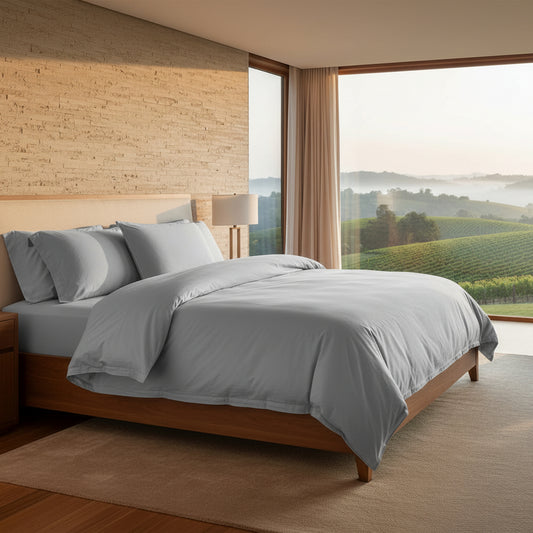 Dluxe Ave. (QUEEN) 3Pcs Calvin Klein {Duvet Cover} Set/ Steel Blue
