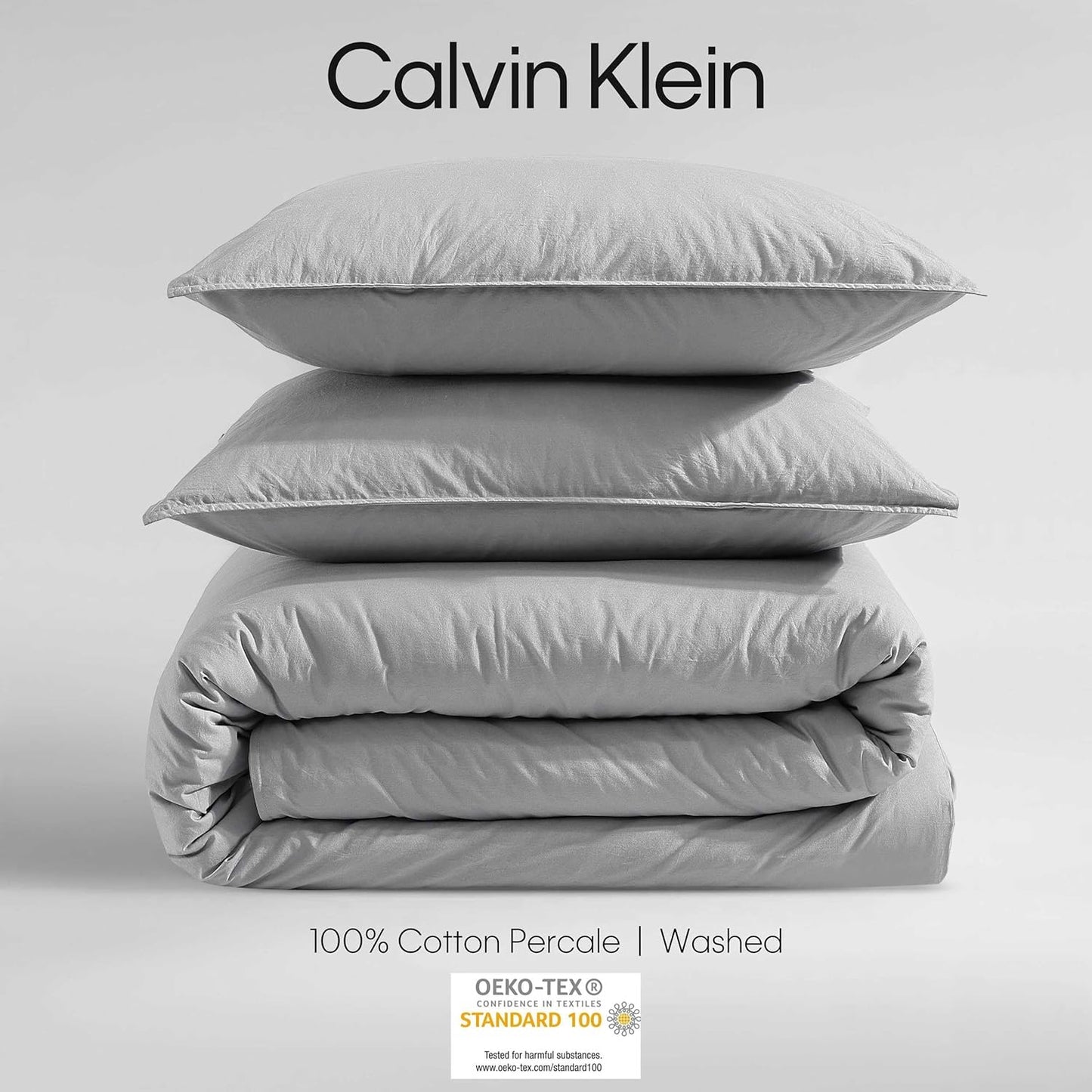 Dluxe Ave. ( QUEEN ) 3 Pcs Calvin Klein {Duvet Cover} Set/  Steel Blue