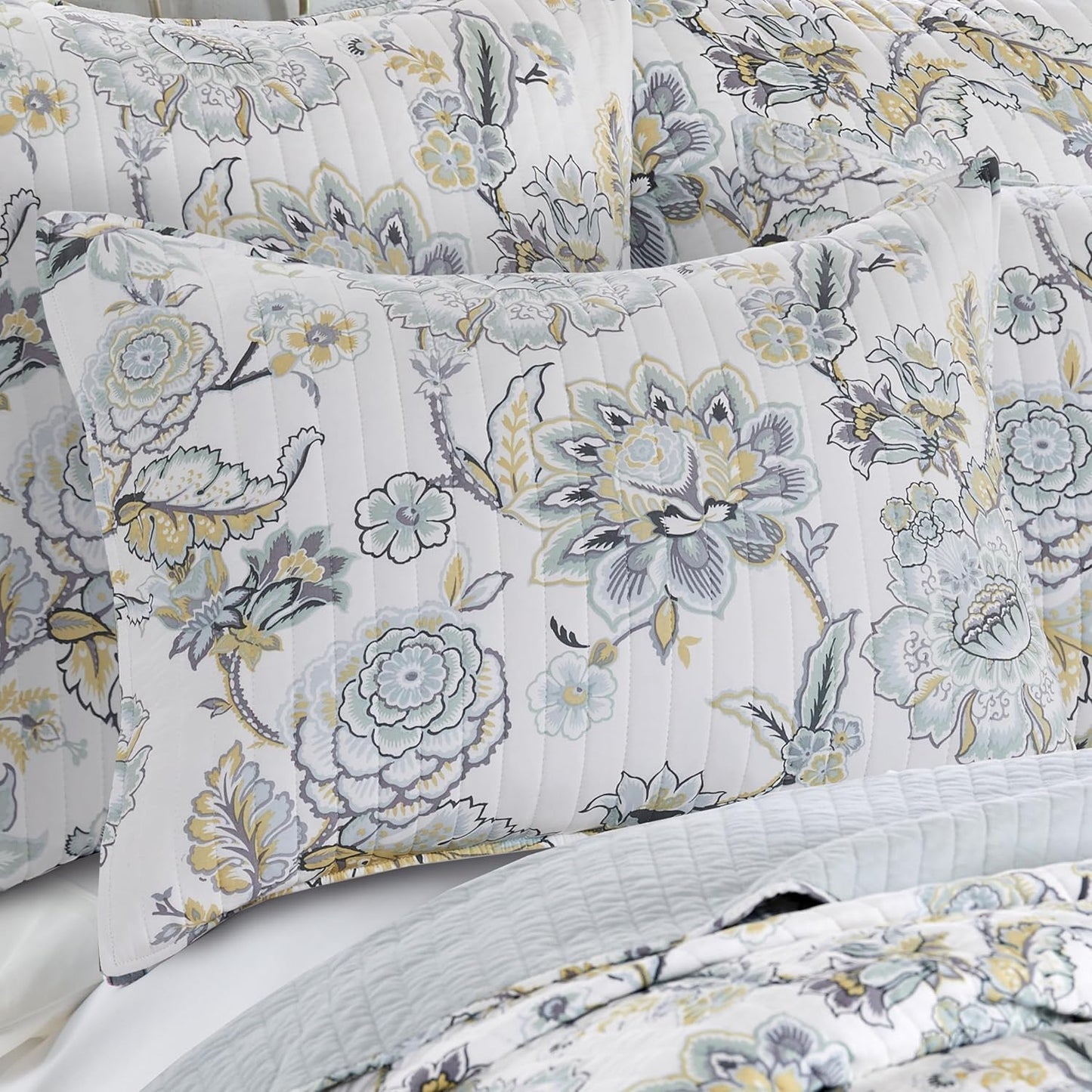 Dluxe Ave. ( TWIN ) 2 Pcs Ophelia Spa Quilt Set, Quilt (68x86in.) and Sham (20x26in.), Reversible, Rayon/Cotton