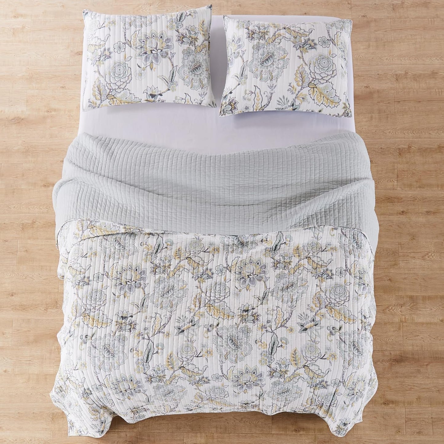 Dluxe Ave. ( TWIN ) 2 Pcs Ophelia Spa Quilt Set, Quilt (68x86in.) and Sham (20x26in.), Reversible, Rayon/Cotton