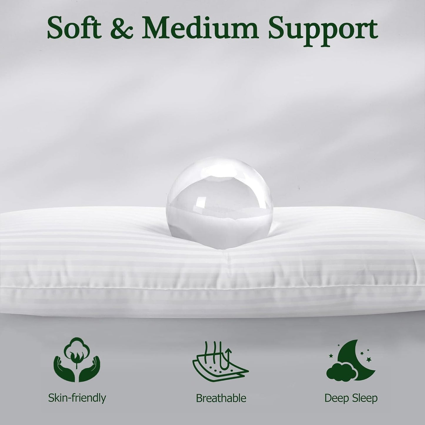 Dluxe Ave. ( STANDARD ) Low Pillows, Set of 2,  { THIN/ SOFT/ FLAT} 20x26
