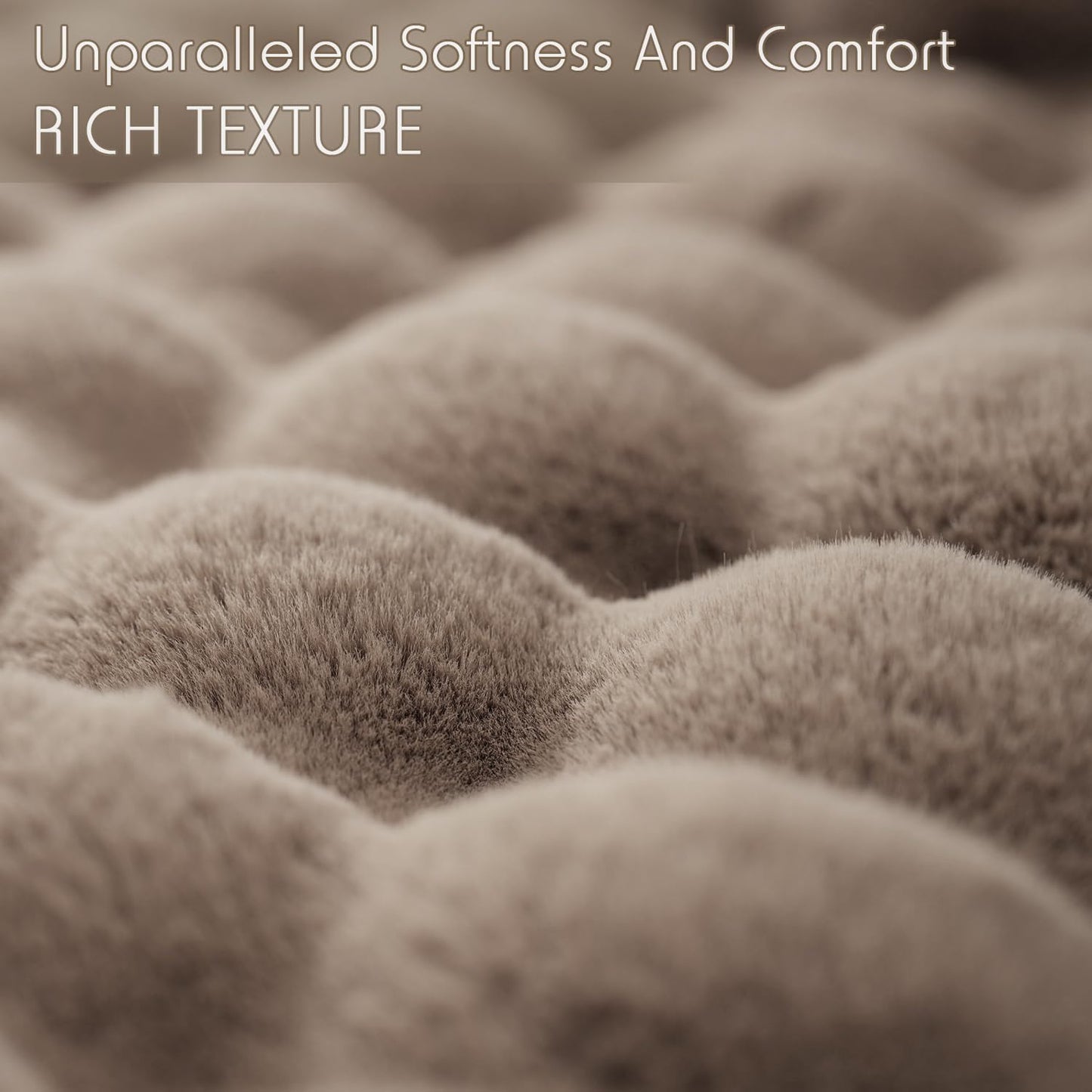 Dluxe Ave. ( TWIN ) Oversized Warm Thick Bubble Double Sided Plush/ Rabbit Faux Fur Throw Blanket/ /(Grey) 60 x 80