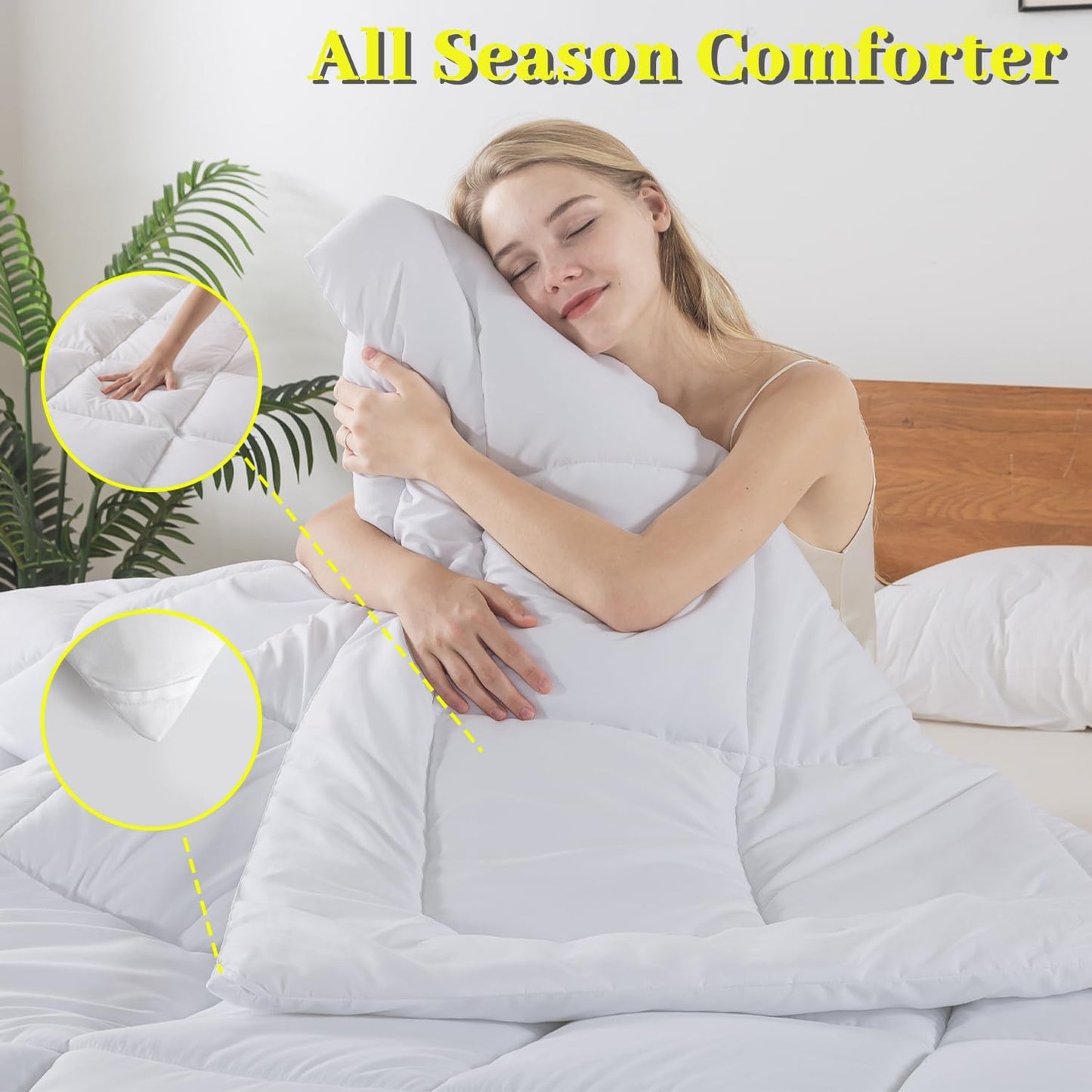 Dluxe Ave. ( QUEEN ) Down Alternative Comforter Duvet Insert with Corner Tabs/ for All Season/ Quilted Bed Comforter/ Box-Stitched Lightweight, Comforter/ White
