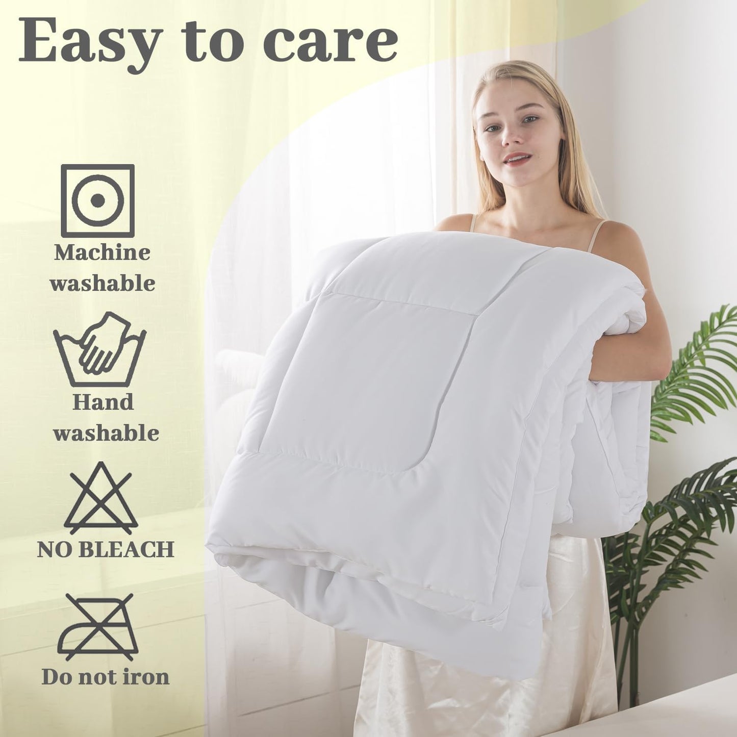 Dluxe Ave. ( QUEEN ) Down Alternative Comforter Duvet Insert with Corner Tabs/ for All Season/ Quilted Bed Comforter/ Box-Stitched Lightweight, Comforter/ White
