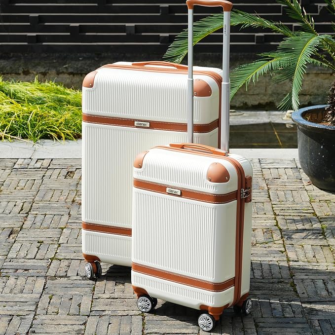 Dluxe Ave. 3 Pcs Hardside Rugged Travel Suitcase/ Spinner Wheels/ TSA Lock/ Expandable/ (White) 20/24/28