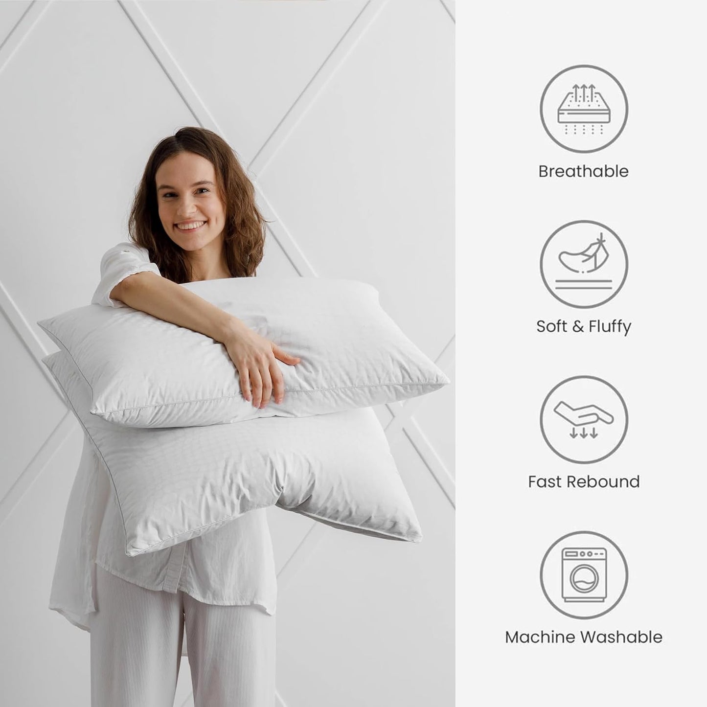 Dluxe Ave. ( STANDARD ) Comfy Pillows, set of 4, { SOFT/ THIN }（20x26in ）