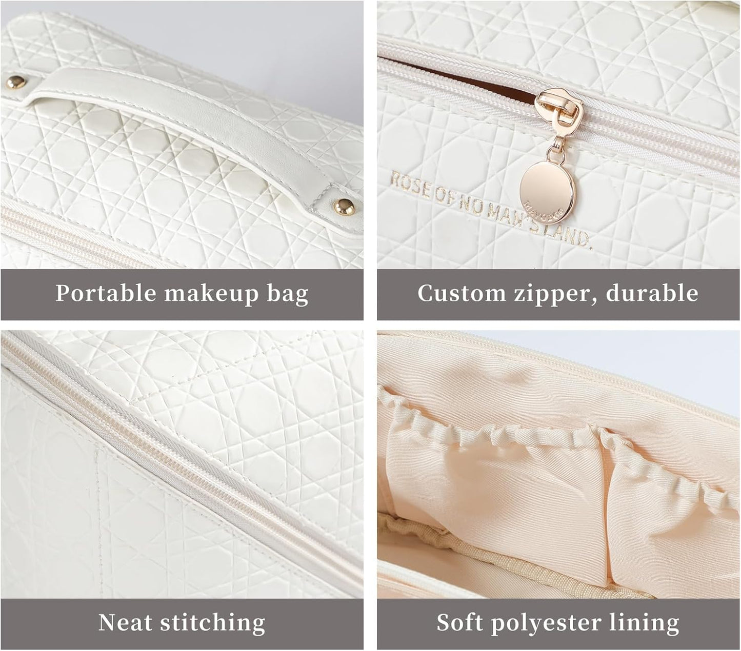 Dluxe Ave. Large Capacity Cosmetic Bag/ Toiletry Bag/ Creamy white