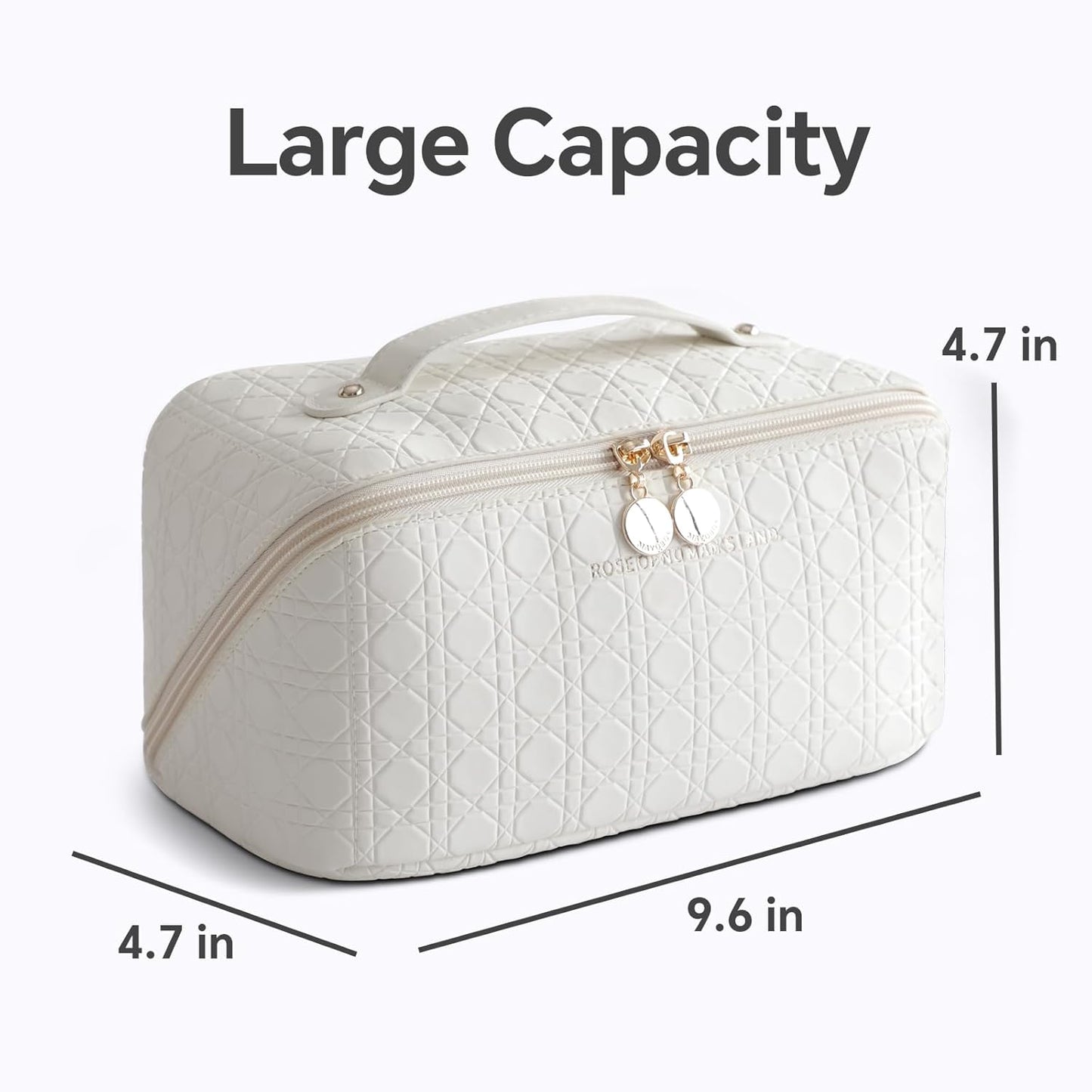 Dluxe Ave. Large Capacity Cosmetic Bag/ Toiletry Bag/ Creamy white