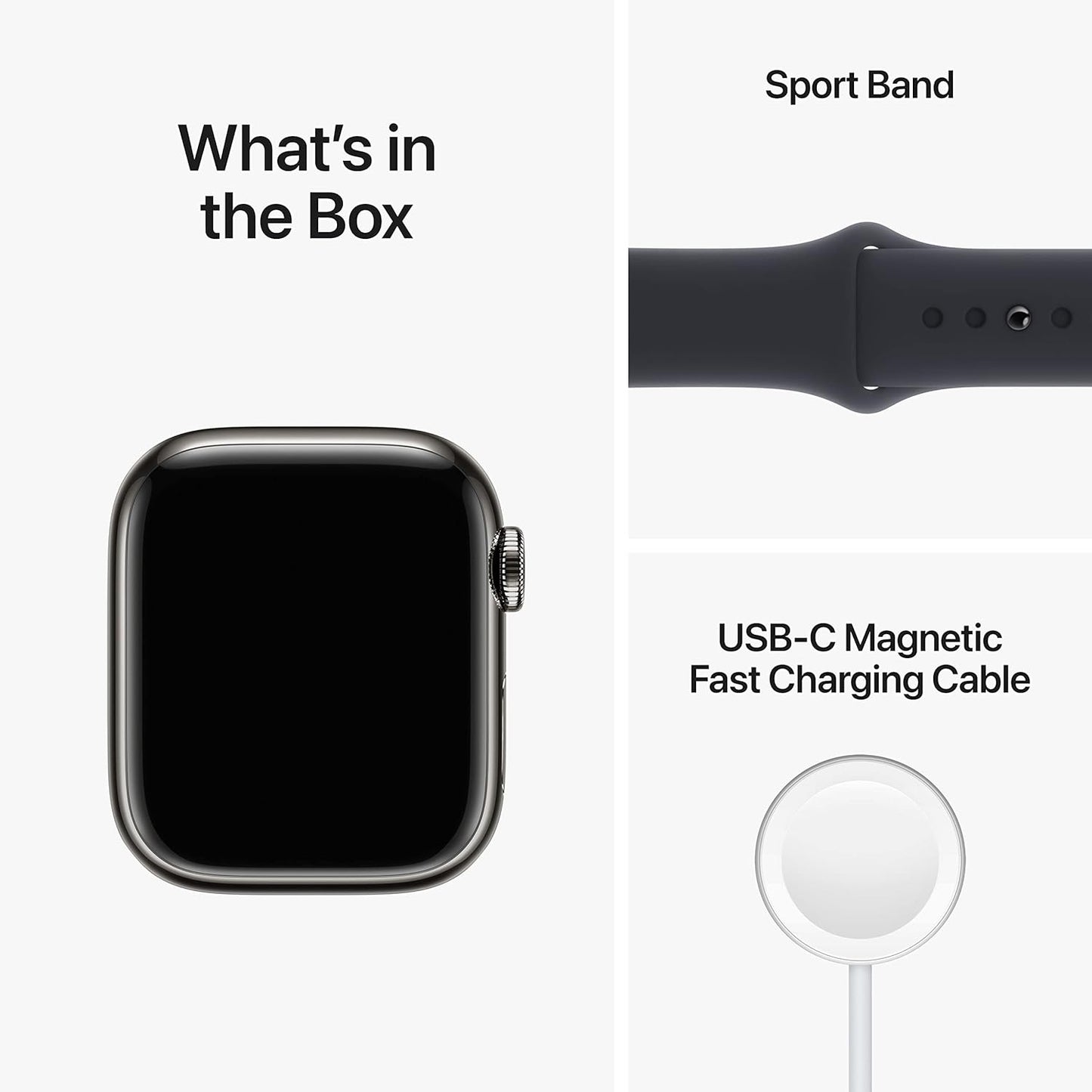 Dluxe Ave. Apple Watch Series 8 (GPS + Cellular 41MM) Graphite Stainless Steel Case with Midnight Sport Band M/L (Renewed Premium)