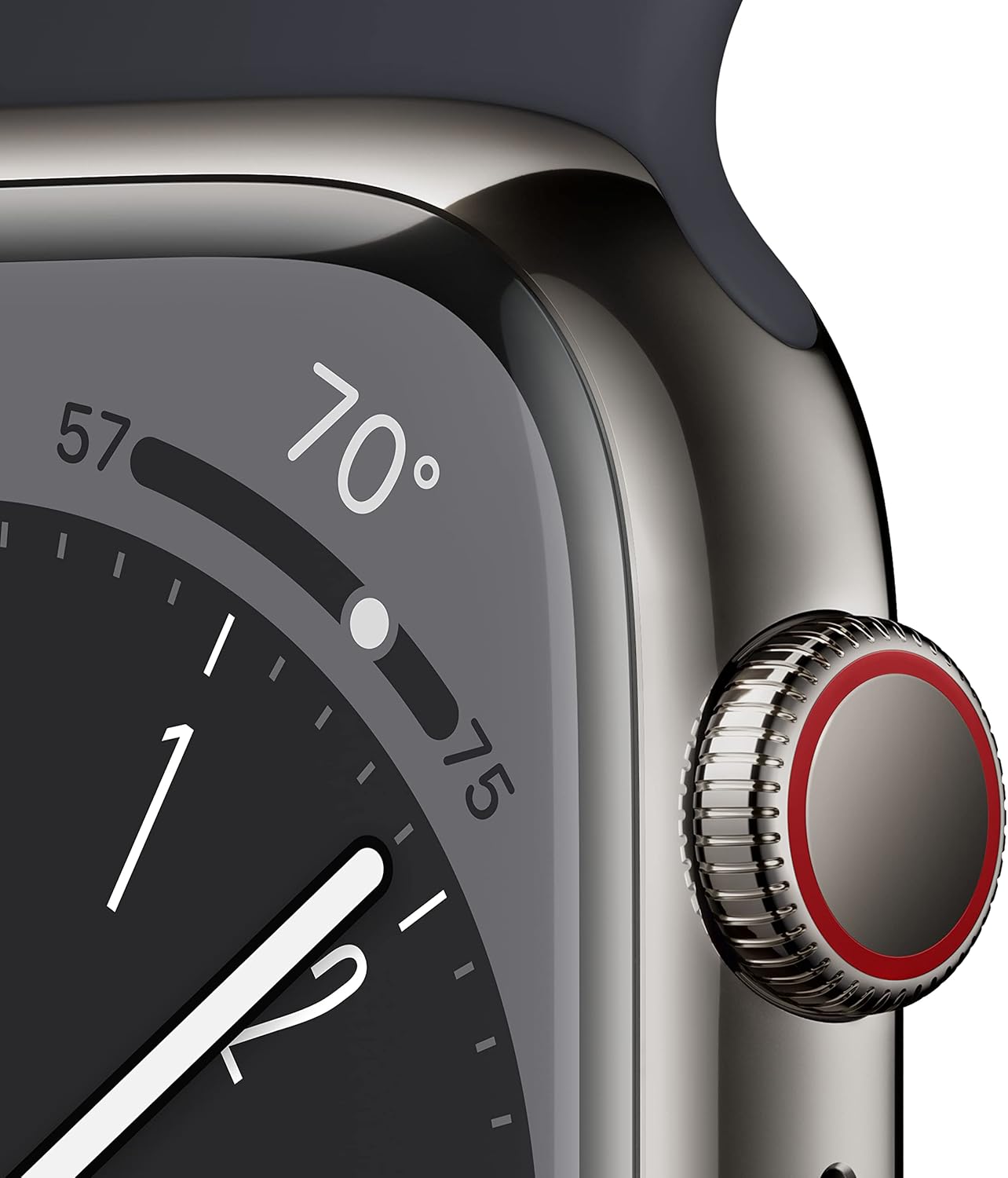 Dluxe Ave. Apple Watch Series 8 (GPS + Cellular 41MM) Graphite Stainless Steel Case with Midnight Sport Band M/L (Renewed Premium)