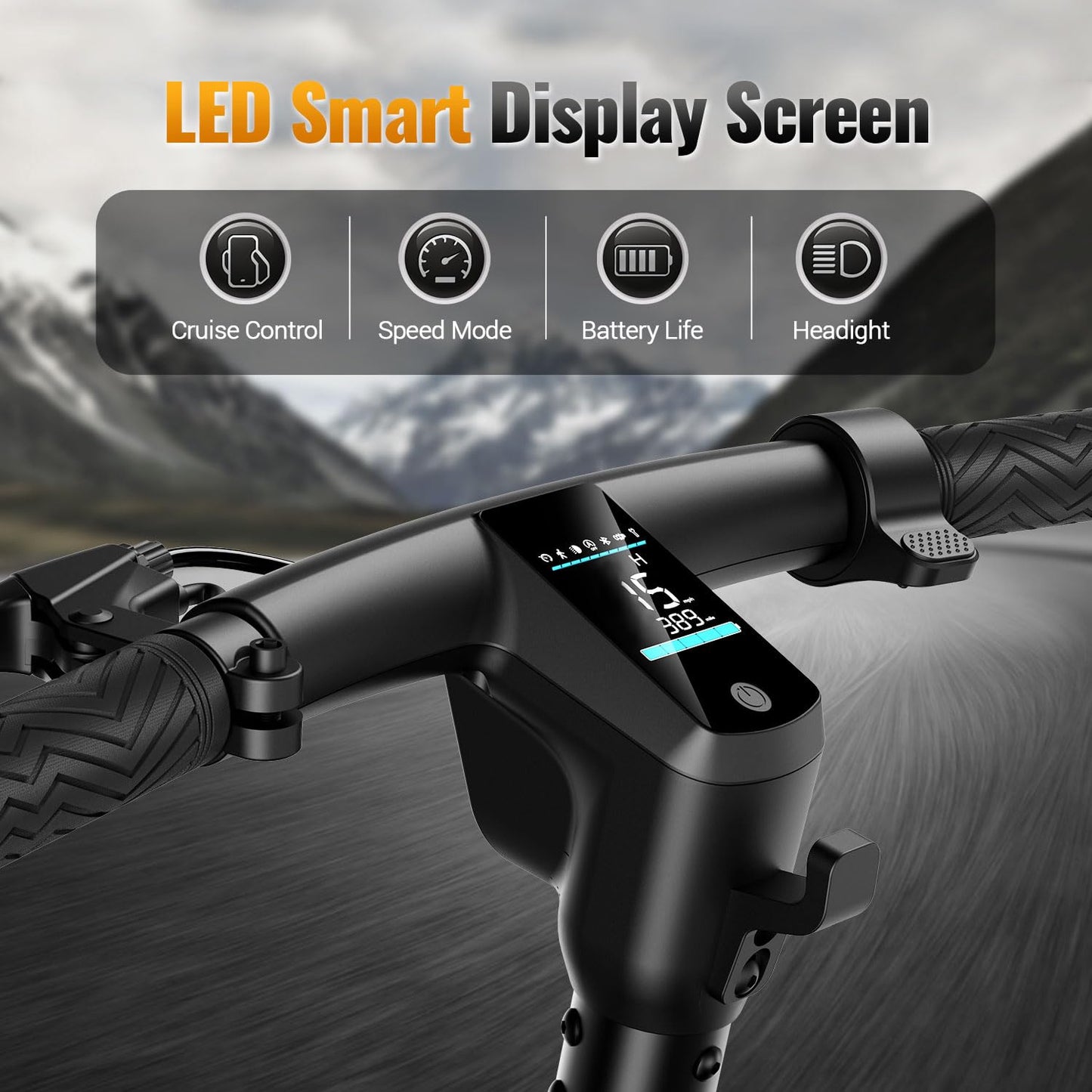 Dluxe Ave. TST Folding Electric Scooter for Adults 10" Solid Rear Tires E-Scooter 30 Miles Max Range Electric Scooter Adults 19 Mph Commute Adult Scooter with App Control Cruise Control and Smart Headlight