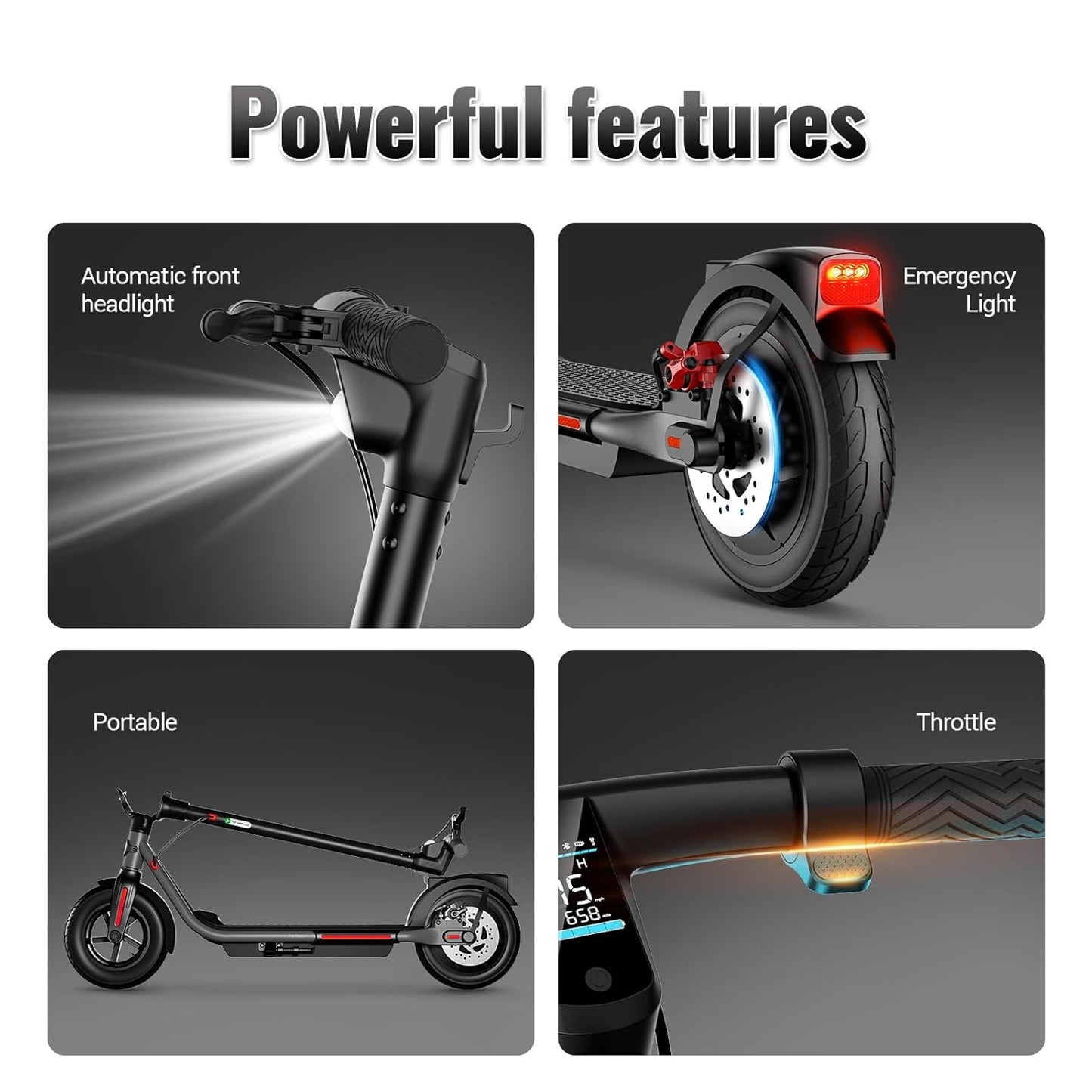 Dluxe Ave. TST Folding Electric Scooter for Adults 10" Solid Rear Tires E-Scooter 30 Miles Max Range Electric Scooter Adults 19 Mph Commute Adult Scooter with App Control Cruise Control and Smart Headlight