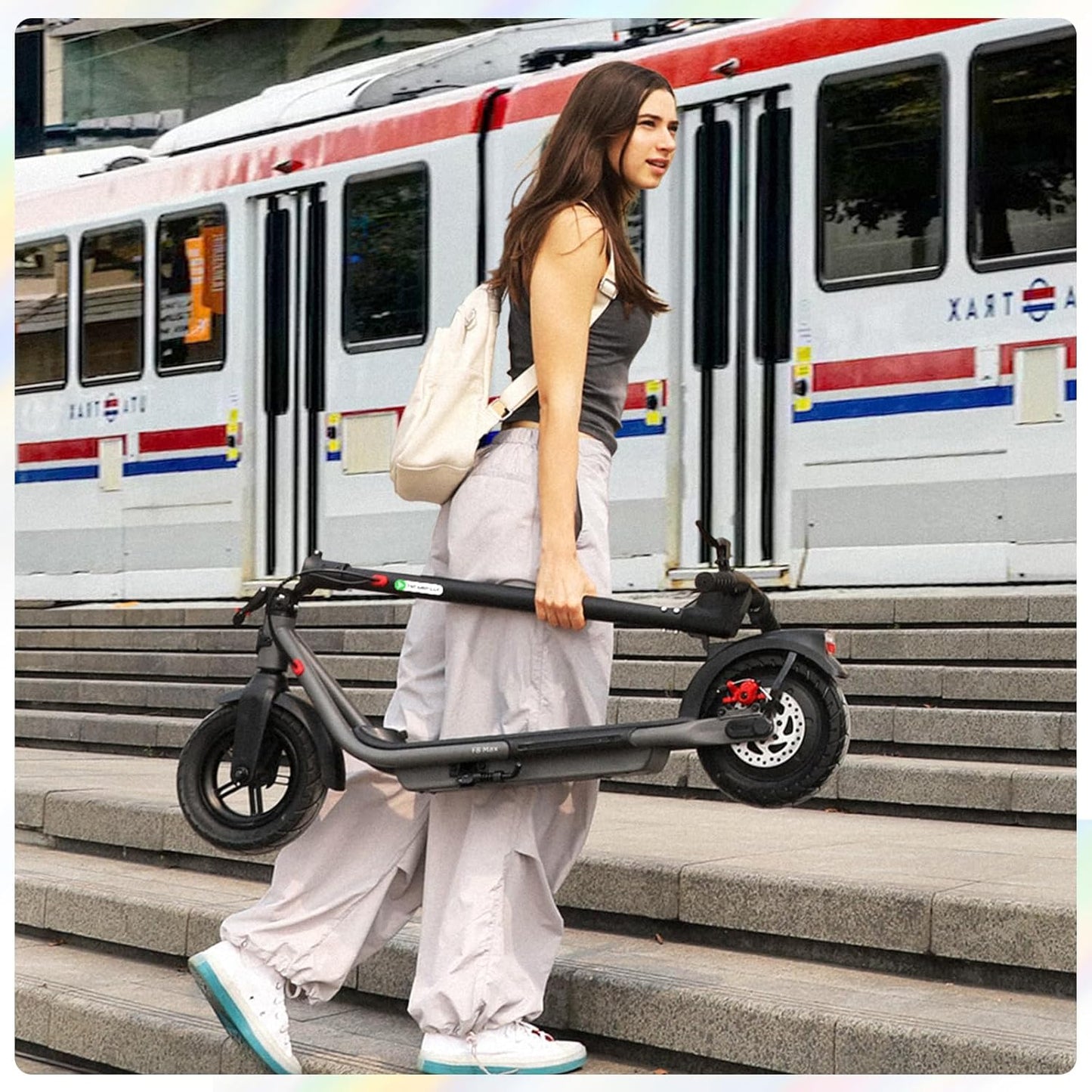 Dluxe Ave. TST Folding Electric Scooter for Adults 10" Solid Rear Tires E-Scooter 30 Miles Max Range Electric Scooter Adults 19 Mph Commute Adult Scooter with App Control Cruise Control and Smart Headlight