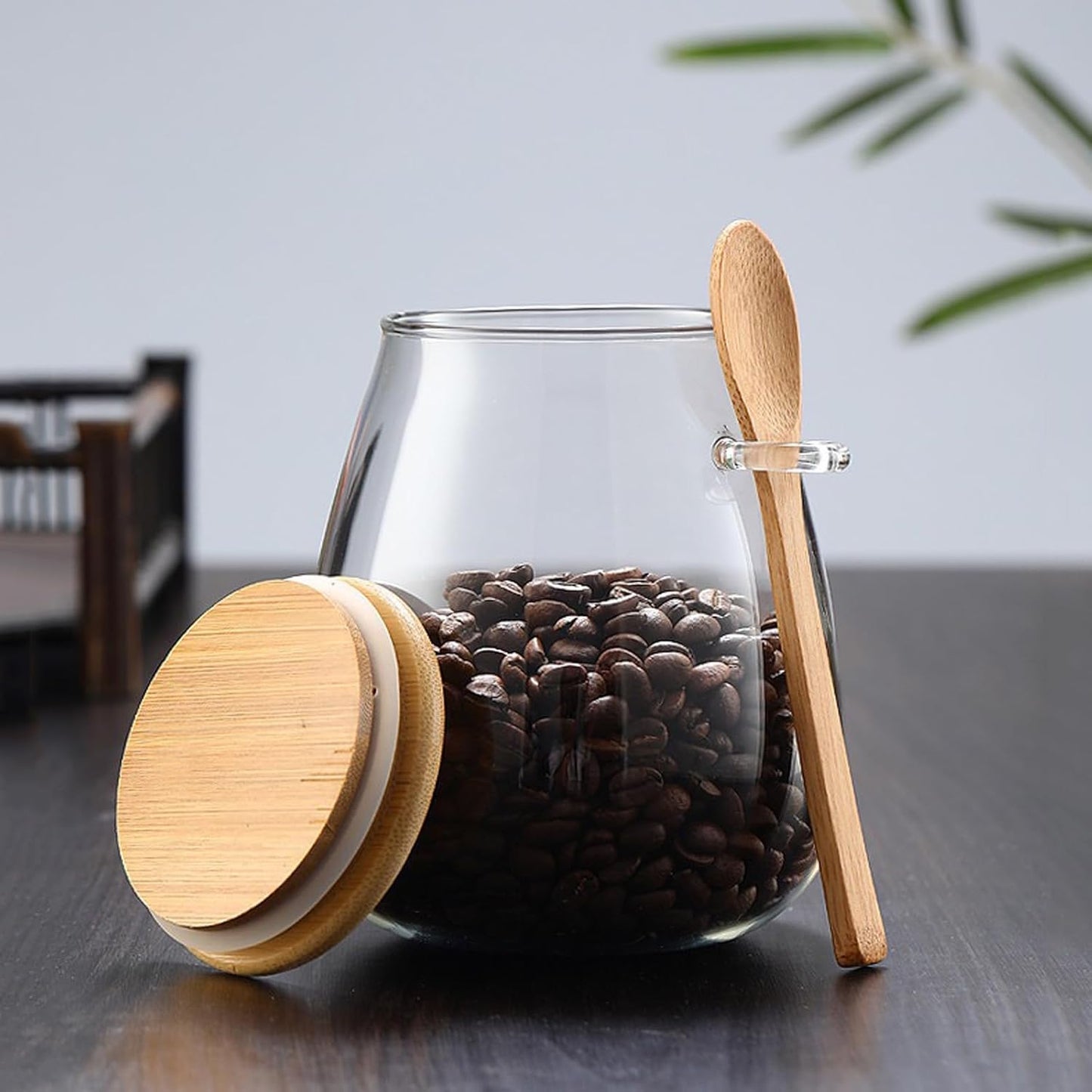 Dluxe Ave. Airtight glass jar storage container with bamboo spoon