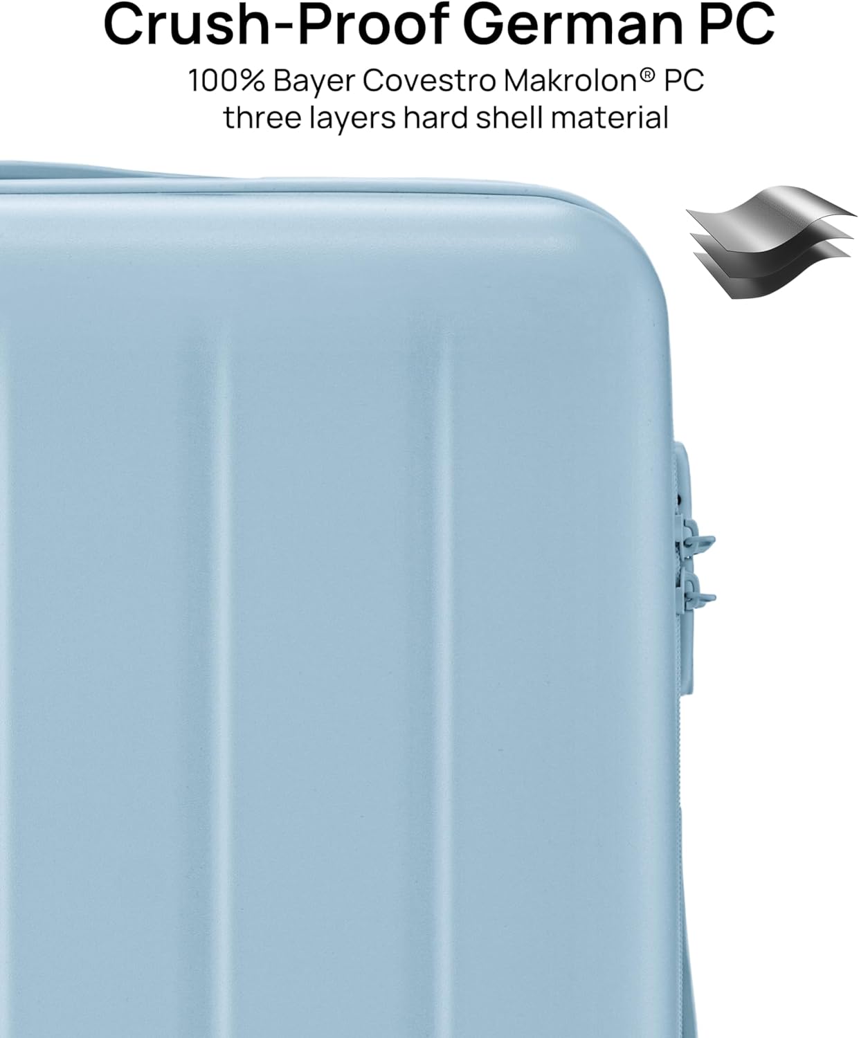 Dluxe Ave. Hardside Scratch resistant Luggag Spinner Wheels/Airline Approved/ Lightweight/TSA Lock (Sky Blue) Checked-22-Inch