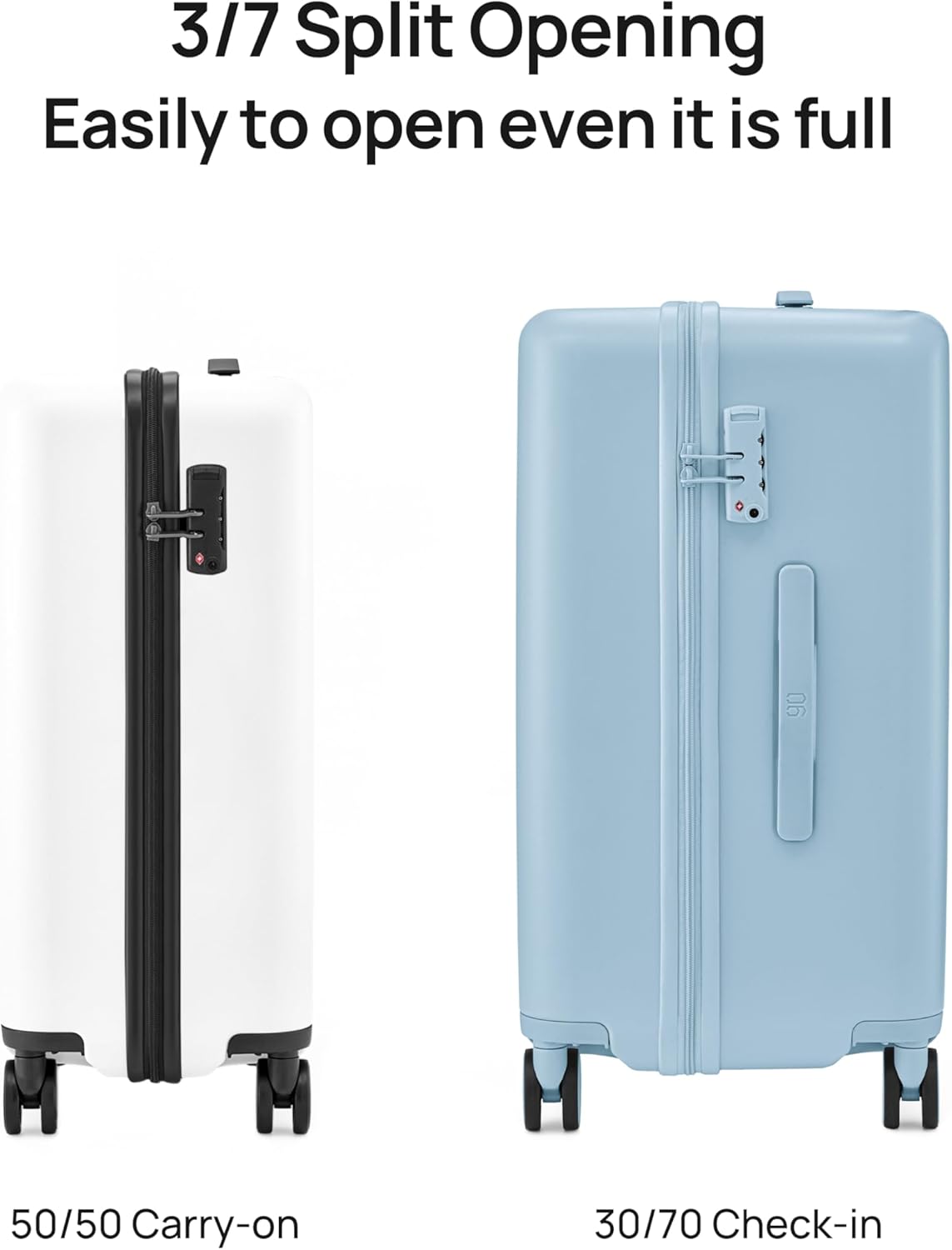 Dluxe Ave. Hardside Scratch resistant Luggag Spinner Wheels/Airline Approved/ Lightweight/TSA Lock (Sky Blue) Checked-22-Inch