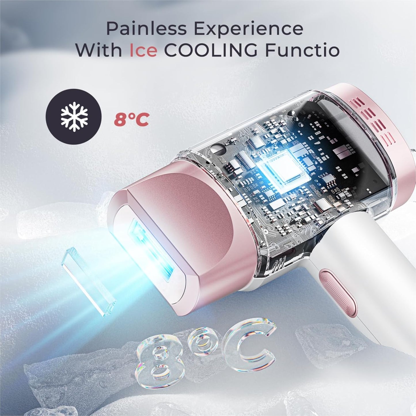 Dluxe Ave. Aopvui Laser Hair Removal for Women and Men IPL with Ice-Cooling System for Nearly Painless And Long-Lasting Result At-Home Permanent Hair Removal Device 999999 Flashes for Whole Body Use