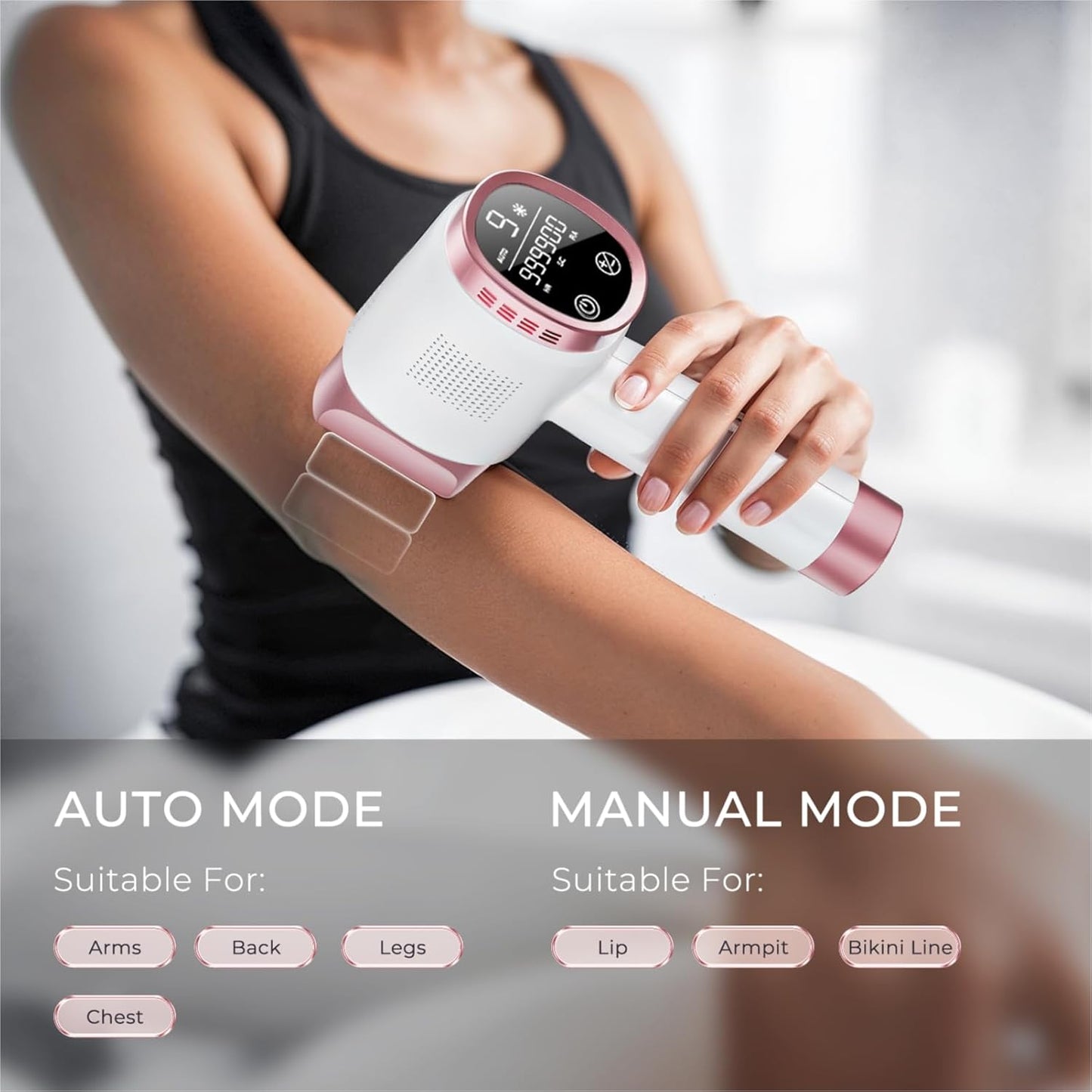 Dluxe Ave. Aopvui Laser Hair Removal for Women and Men IPL with Ice-Cooling System for Nearly Painless And Long-Lasting Result At-Home Permanent Hair Removal Device 999999 Flashes for Whole Body Use