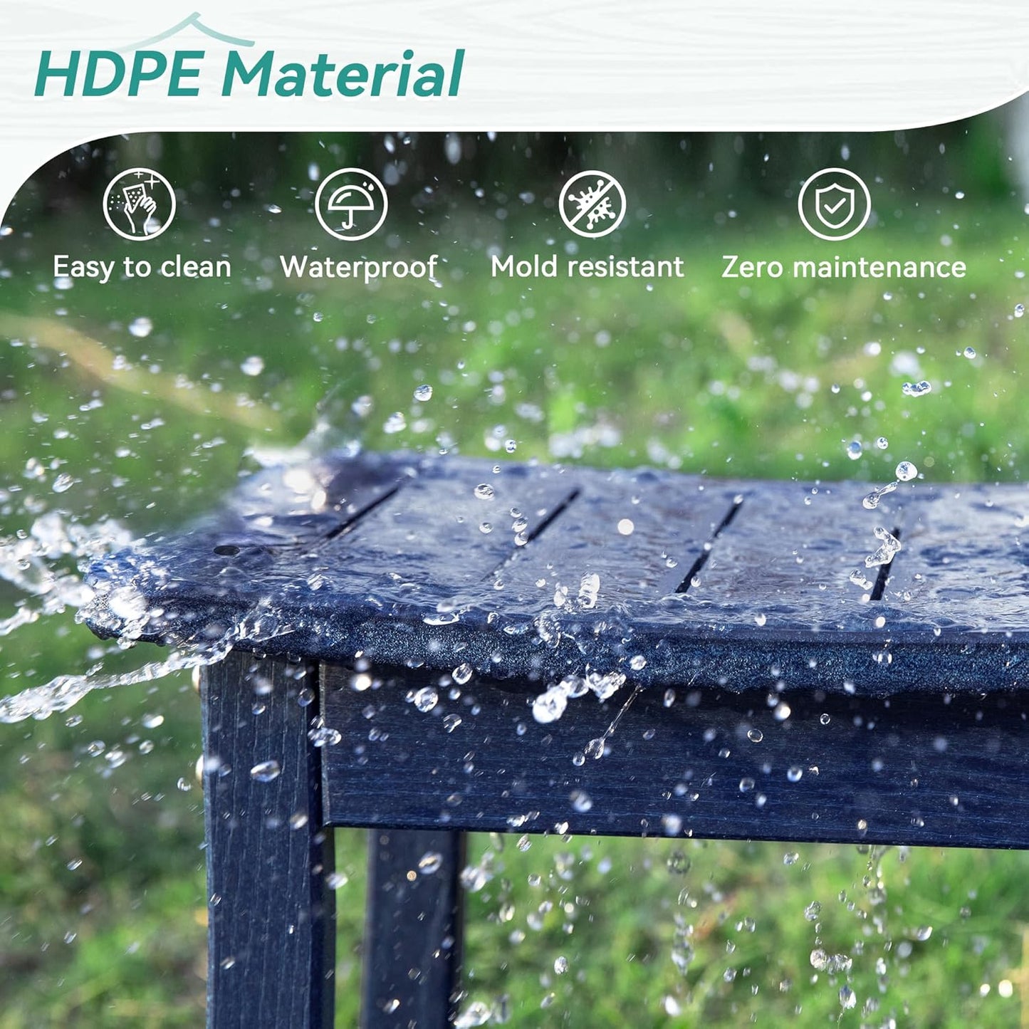 Dluxe Ave. Homenjoy HDPE Shower Bench Stool Waterproof Shower Seat for Inside Shower Bathroom Navy