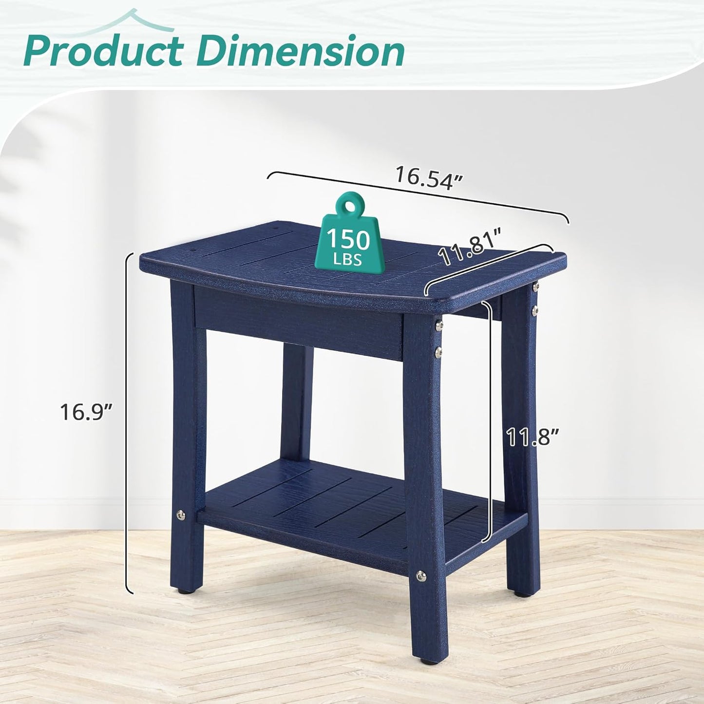 Dluxe Ave. Homenjoy HDPE Shower Bench Stool Waterproof Shower Seat for Inside Shower Bathroom Navy