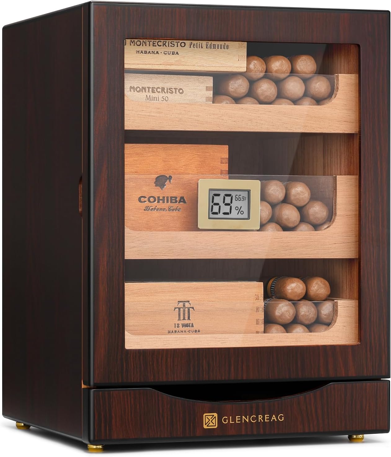 Dluxe Ave. Cigar Humidor Cabinet for 150 Cigars/ with Spanish Cedar