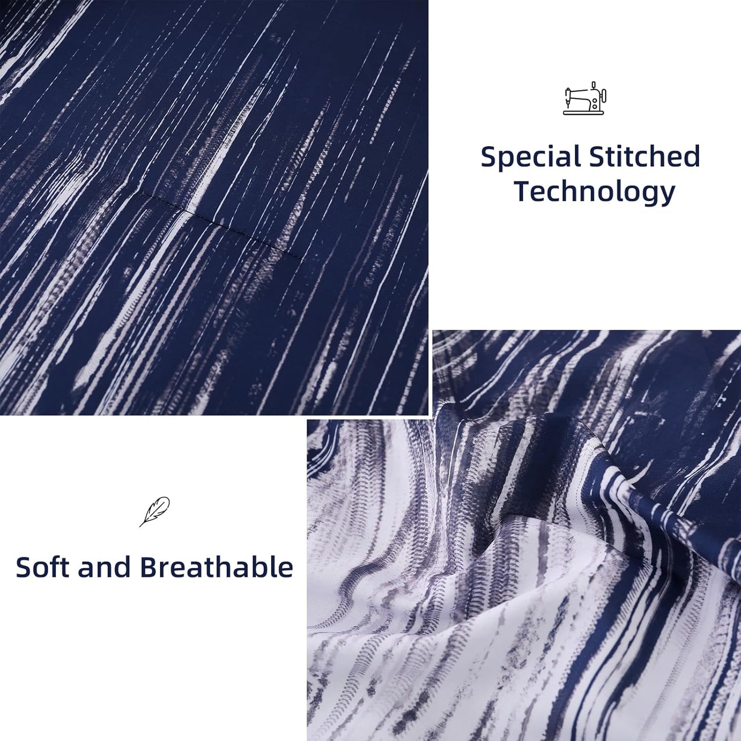 Dluxe Ave. ( QUEEN ) 7 Pcs Comforter Set, Gradient Navy Blue White