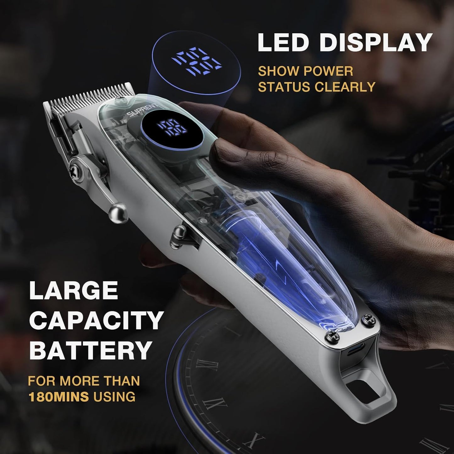 Dluxe Ave. Professional Rechargeable Hair Clipper/ Silver