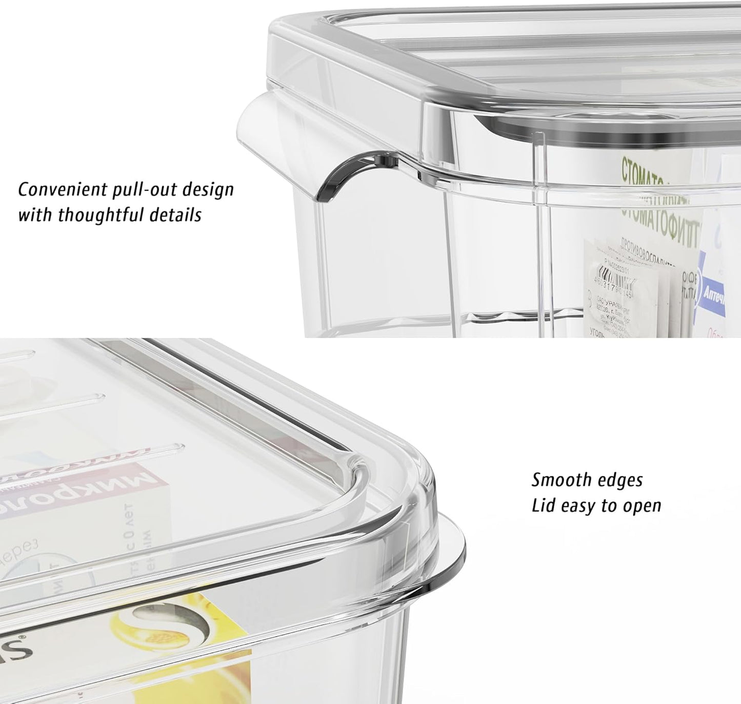 Dluxe Ave.  4-Pack Clear Food Storage Bins/ Medium/ Plastic Containers with Lids/ BPA-Free