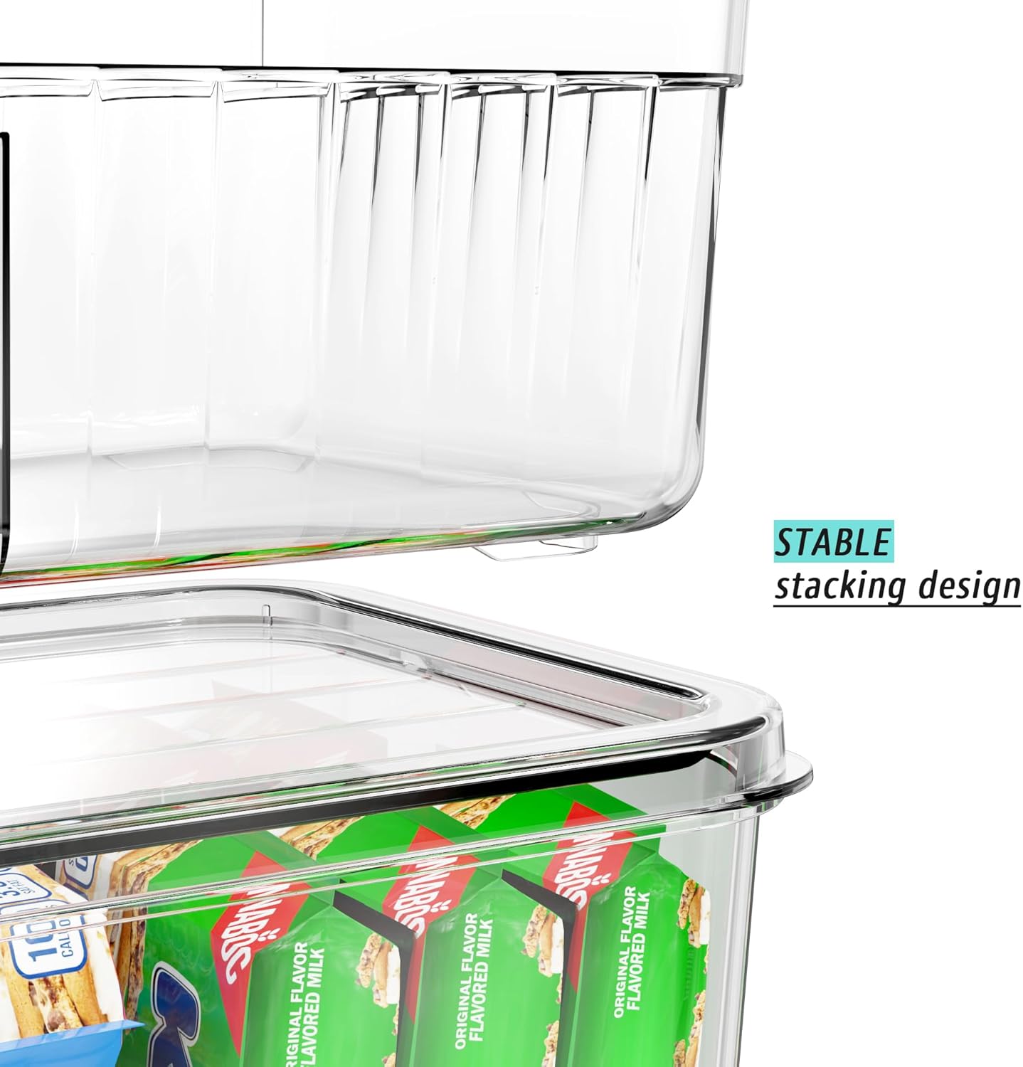 Dluxe Ave.  4-Pack Clear Food Storage Bins/ Medium/ Plastic Containers with Lids/ BPA-Free