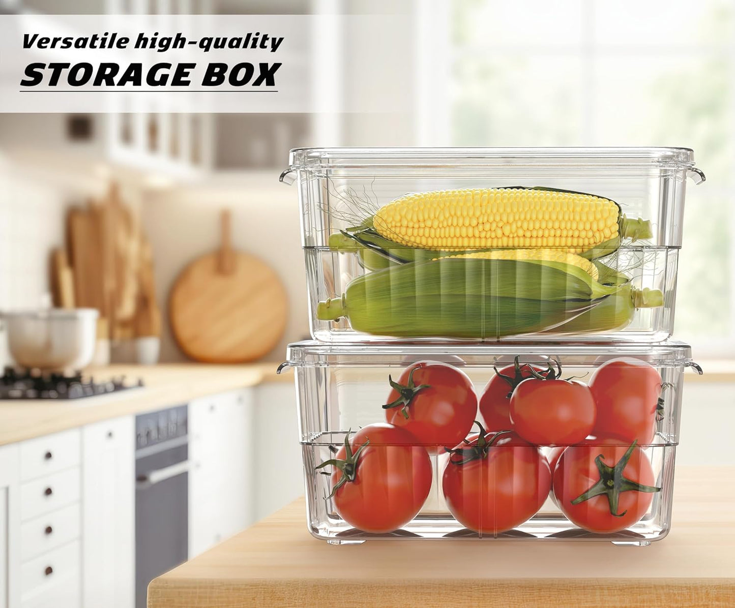 Dluxe Ave.  4-Pack Clear Food Storage Bins/ Medium/ Plastic Containers with Lids/ BPA-Free