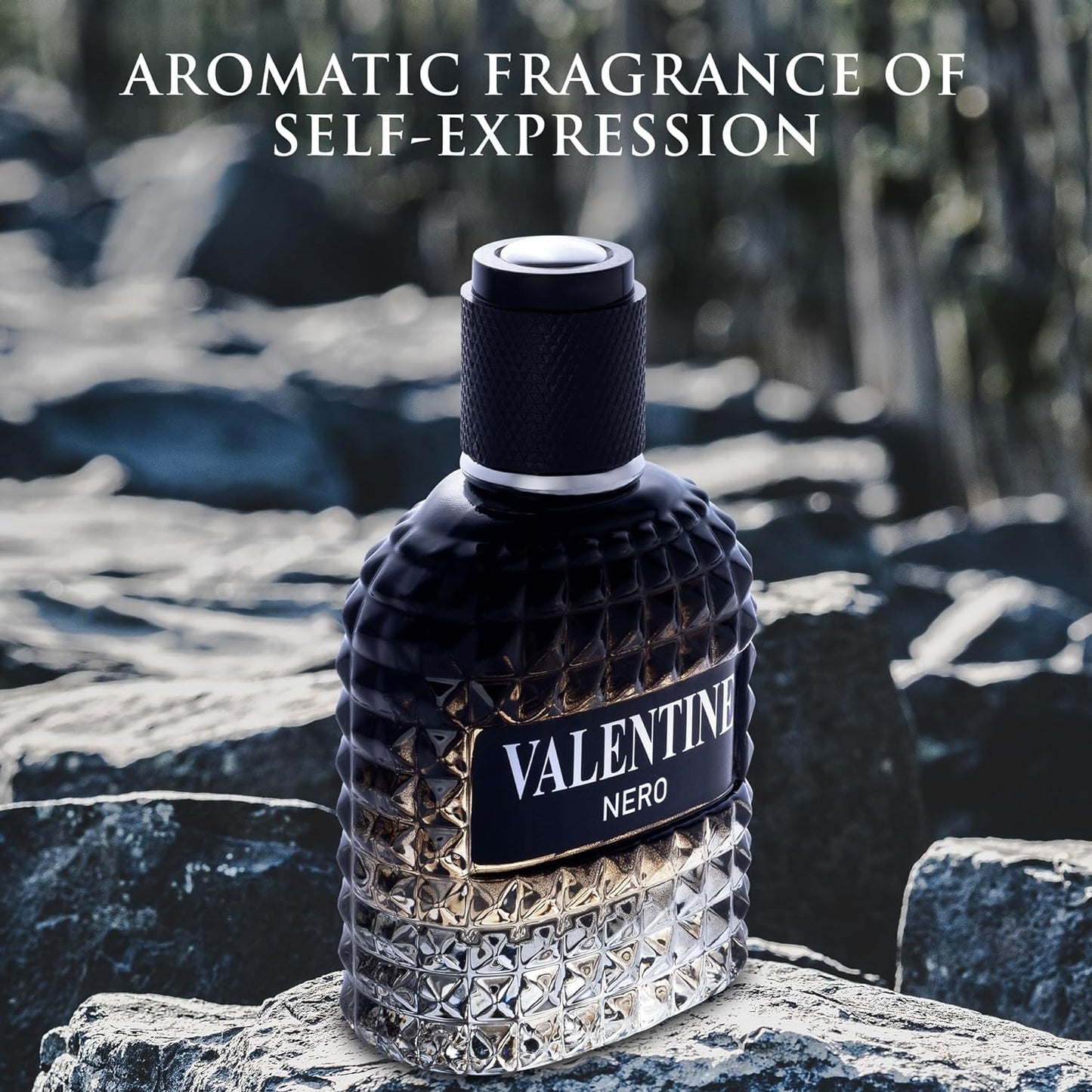 Dluxe Ave. Valentine Nero for Men - Woody Aromatic Fragrance with Floral and Mineral Notes - Masculine Scent - 100ml