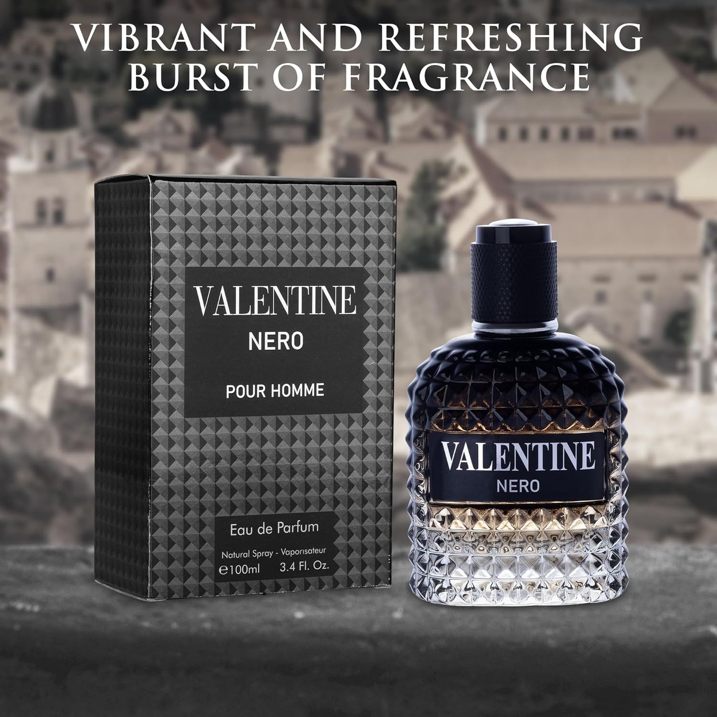 Dluxe Ave. Valentine Nero for Men - Woody Aromatic Fragrance with Floral and Mineral Notes - Masculine Scent - 100ml