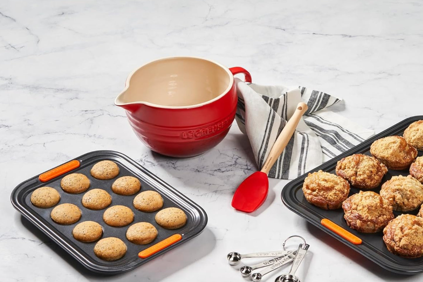 Dluxe Ave. (Limited Edition) Le Creuset Stoneware Signature Batter Bowl 3.25qt. Cerise