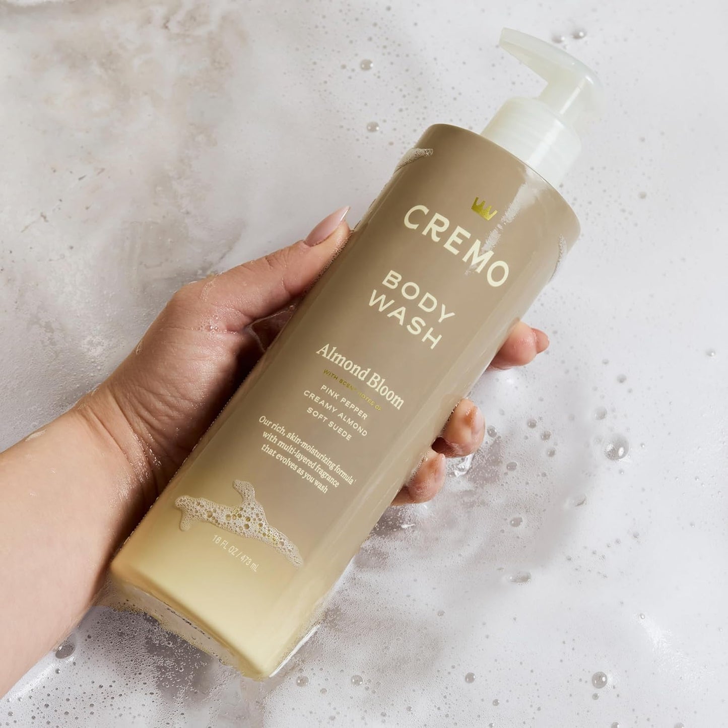 Dluxe Ave. Cremo Skin Moisturizing Almond Bloom Womens Body Wash Notes of Spicy Pink Pepper Creamy Almond and Soft Suede 16 Fl Oz