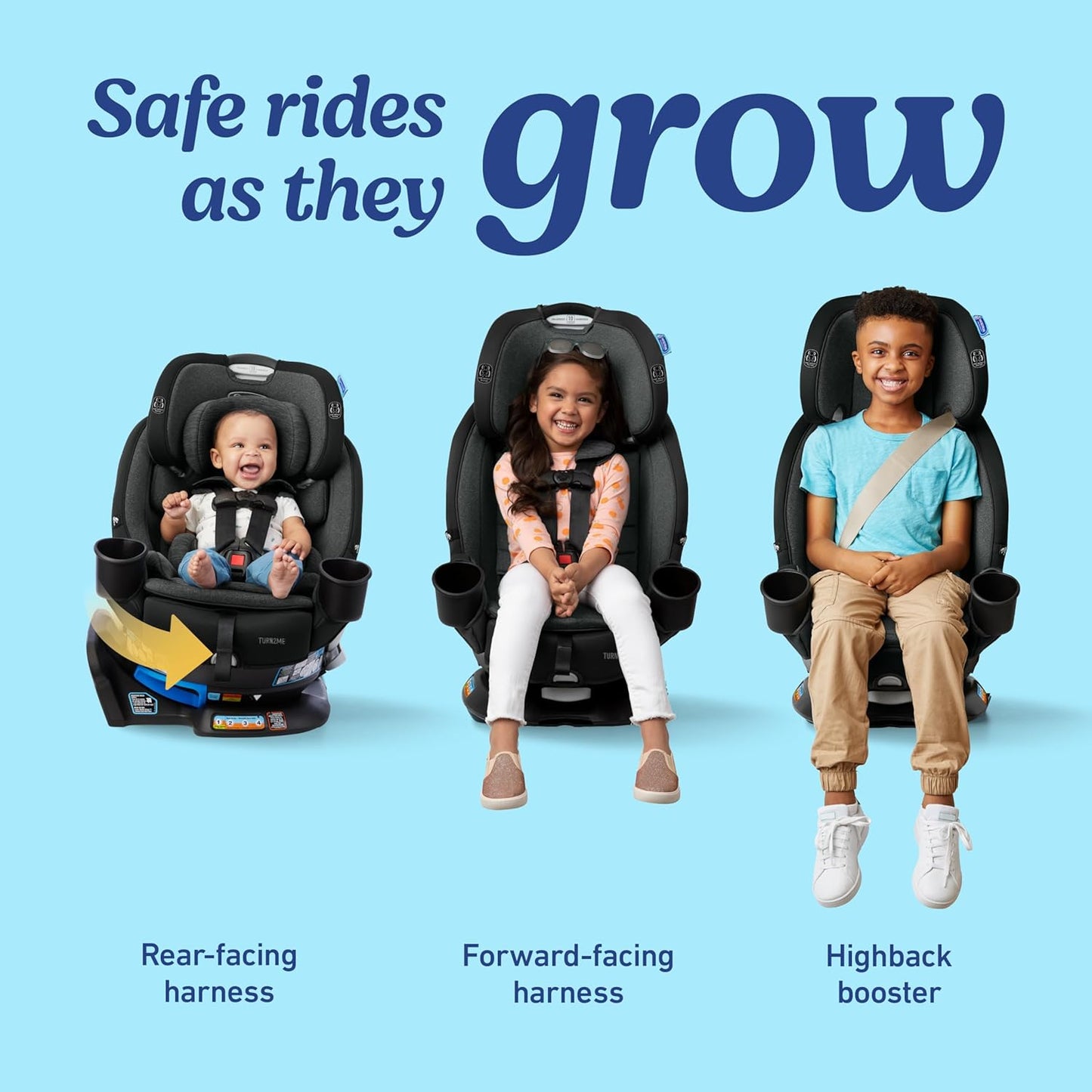 Dluxe Ave. 3-in-1 Rotating Convertible Car Seat Rear to Forward Facing/ Booster