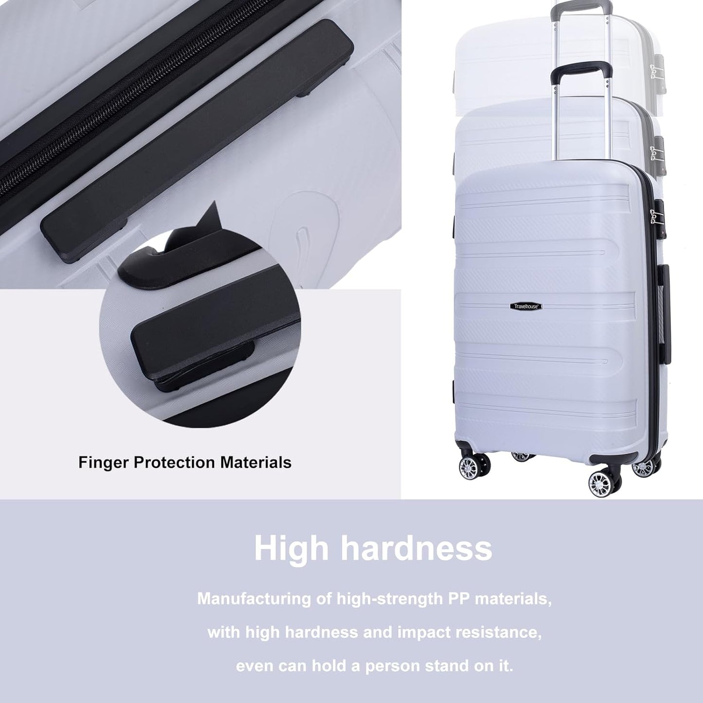 Dluxe Ave. Luggage 3 Pcs Set/ Hardshell/ Spinner Wheels/ Lightweight Carry On/ TSA Lock