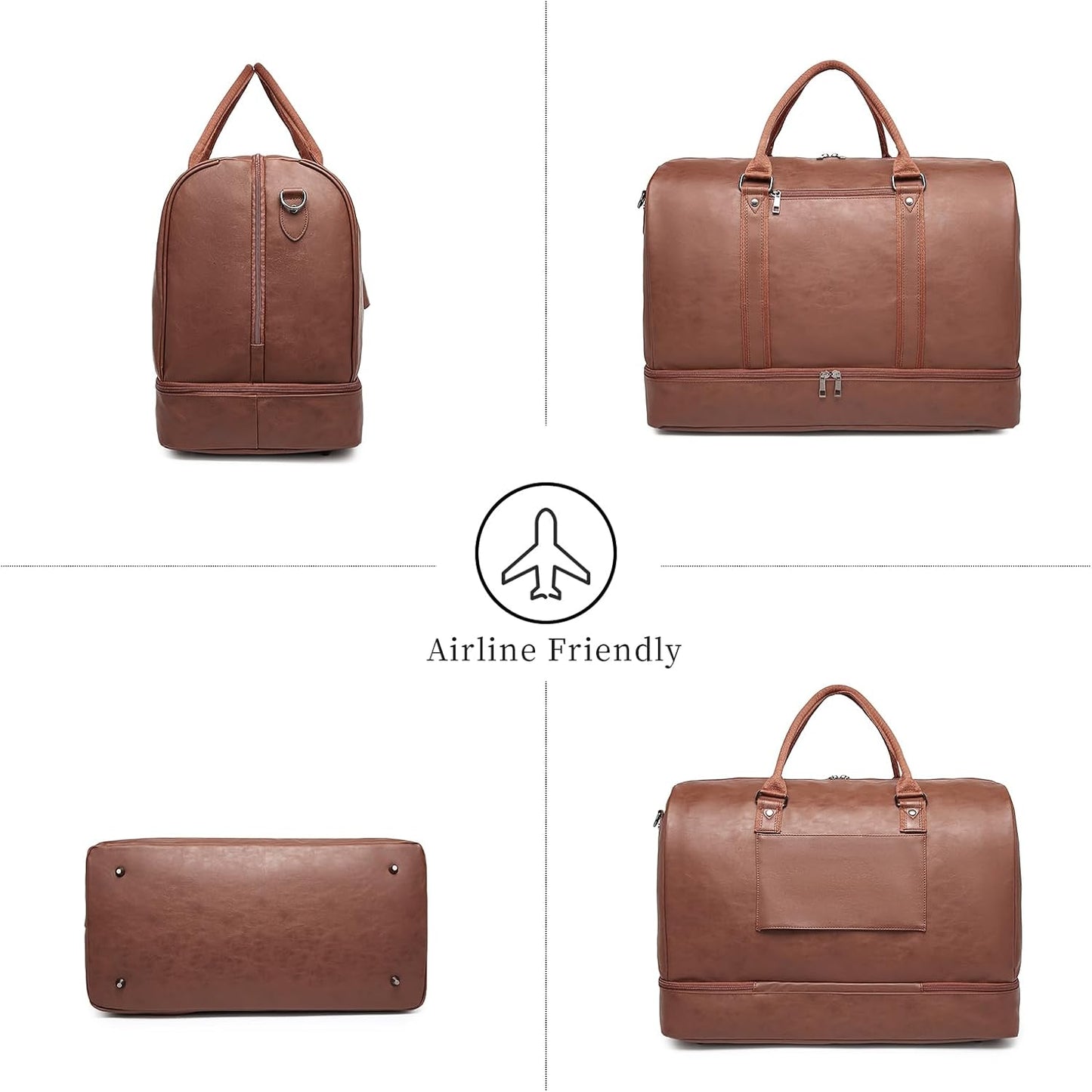 Dluxe Ave. Travel Tote Bag with Shoe Compartment/ Brown