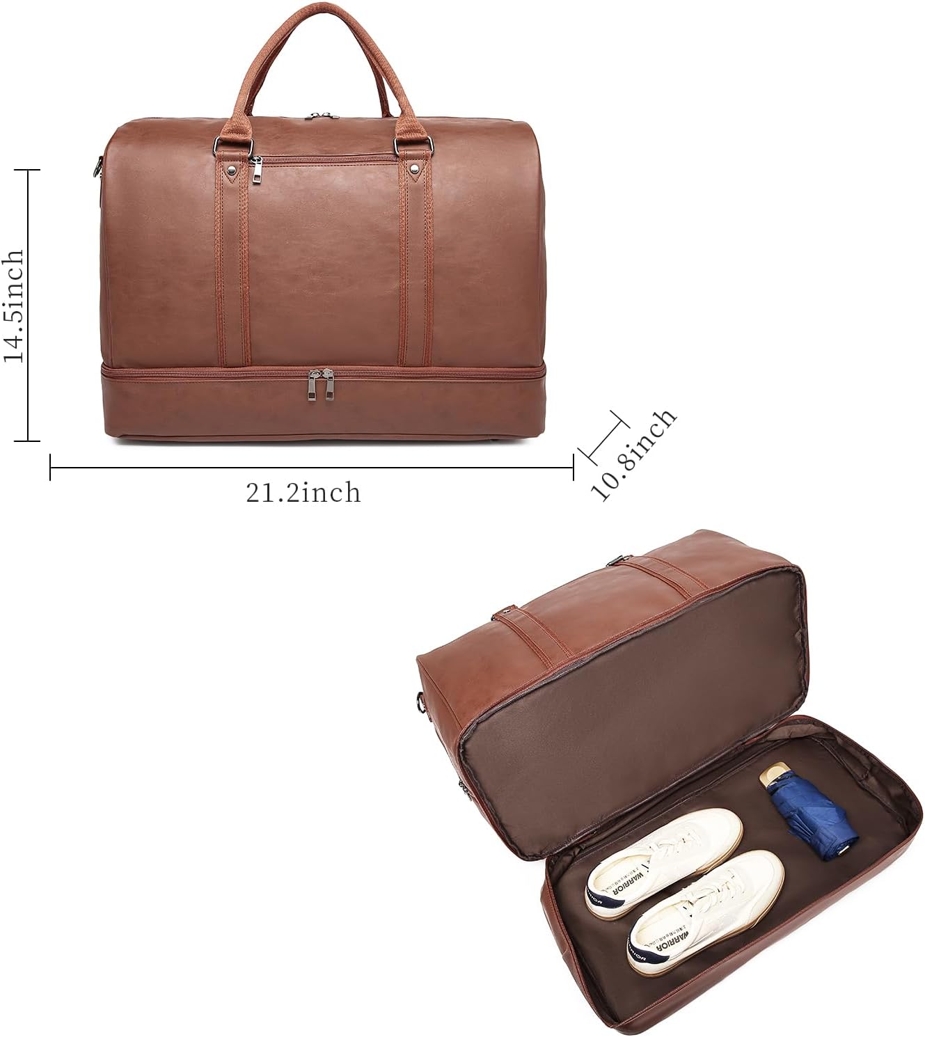 Dluxe Ave. Travel Tote Bag with Shoe Compartment/ Brown