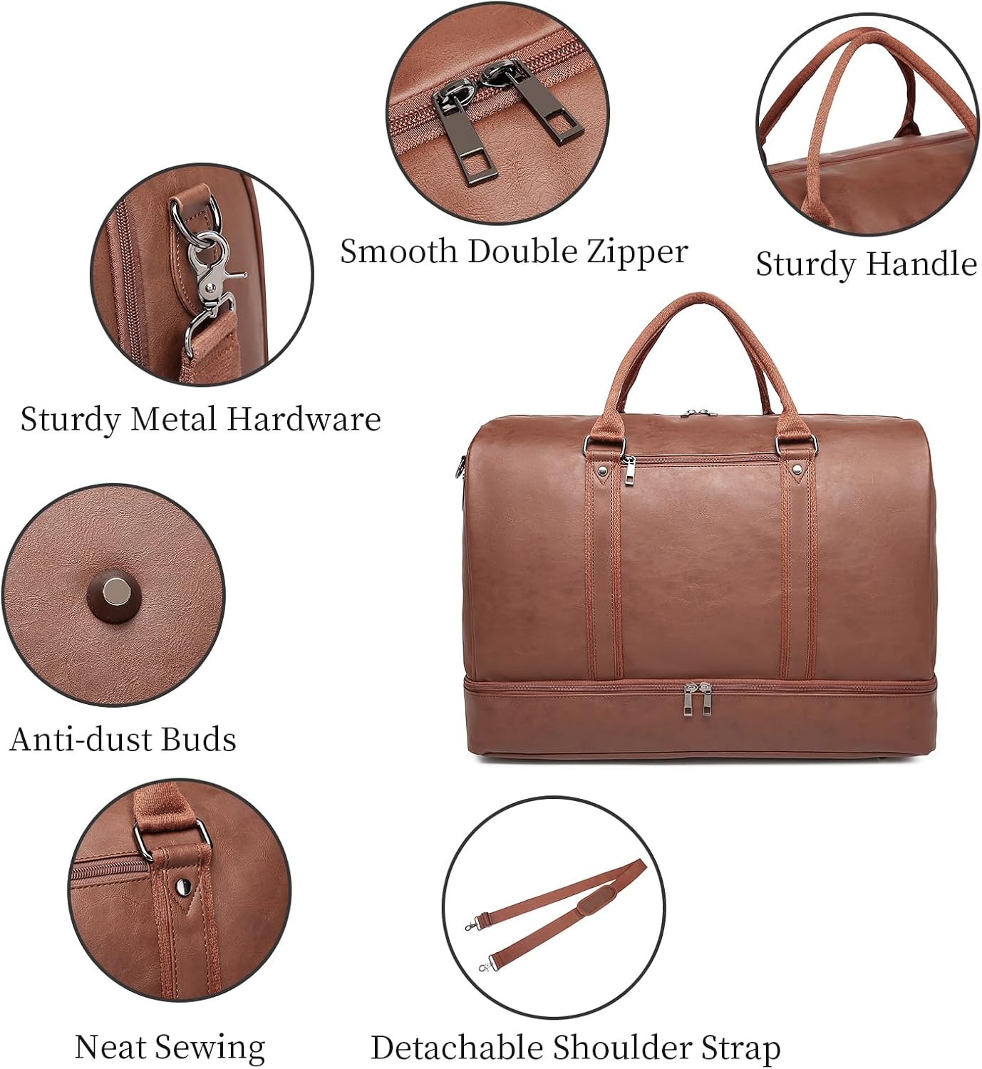 Dluxe Ave. Travel Tote Bag with Shoe Compartment/ Brown