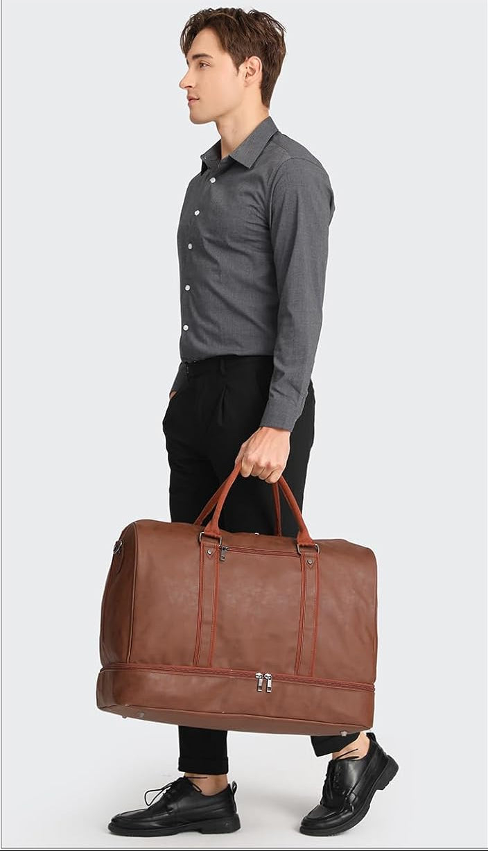 Dluxe Ave. Travel Tote Bag with Shoe Compartment/ Brown